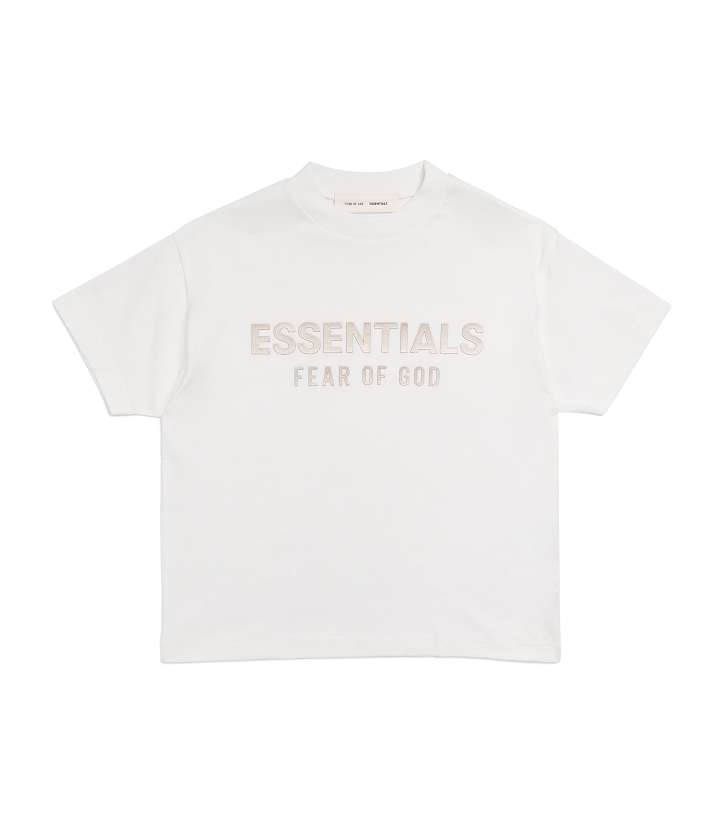 FEAR OF GOD ESSENTIALS KIDS Cotton Logo T-Shirt (8-12 Years) Cloud White