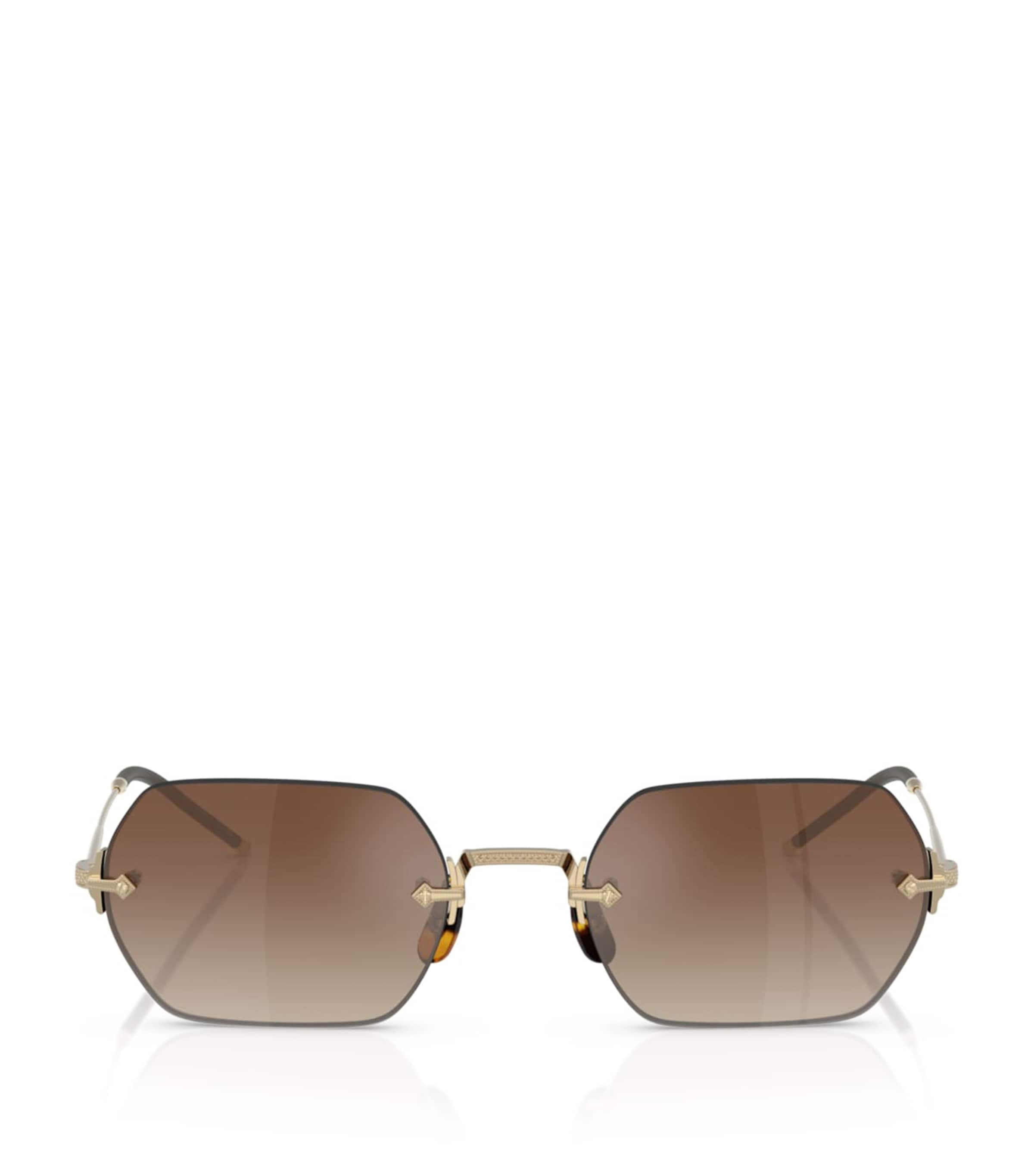 Oliver Peoples Titanium TK-13 Rectangle Sunglasses Gold