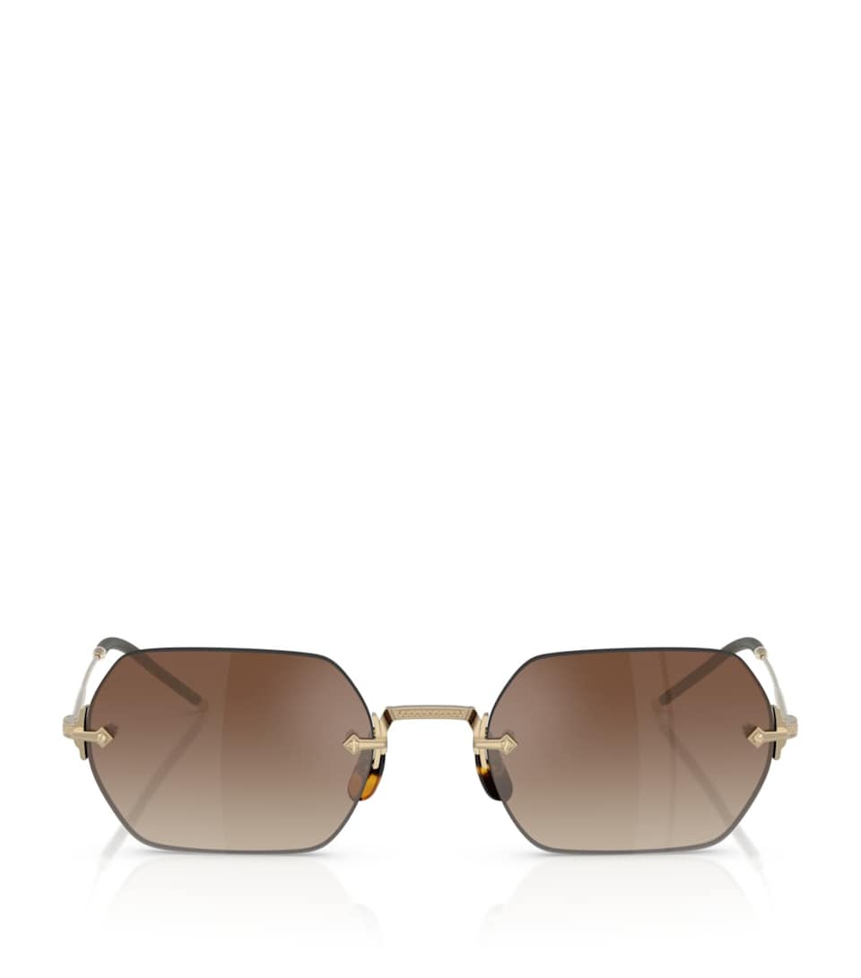 Oliver Peoples Titanium TK-13 Rectangle Sunglasses Gold