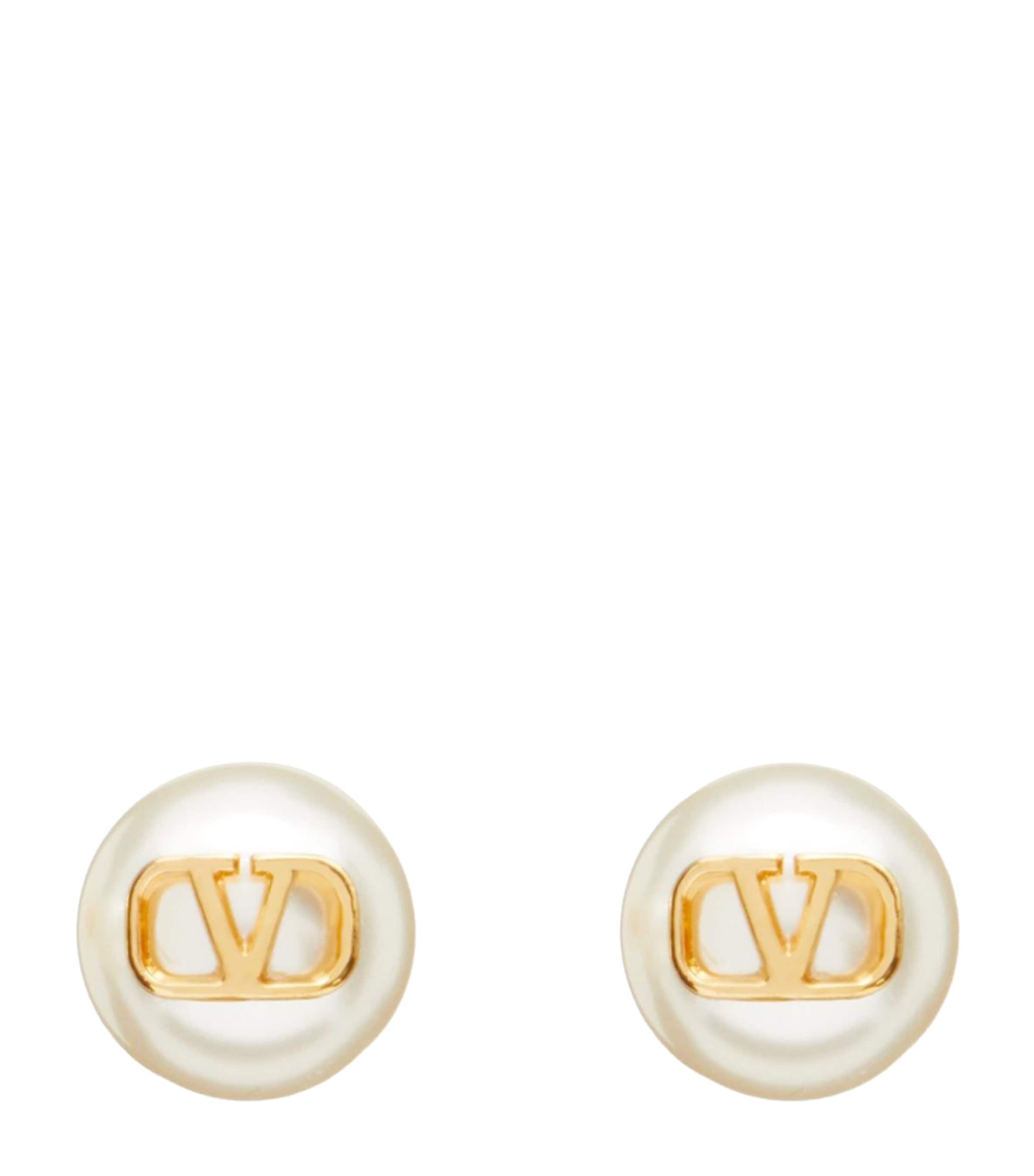 Faux Pearl VLogo Earrings