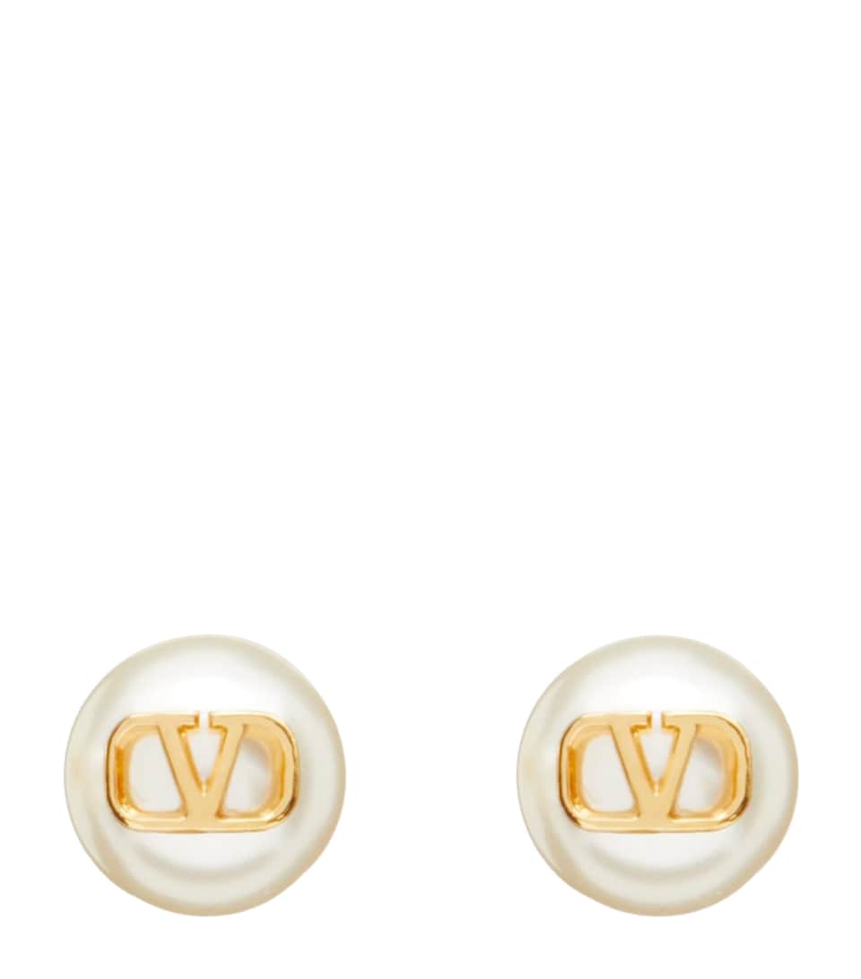 Faux Pearl VLogo Earrings
