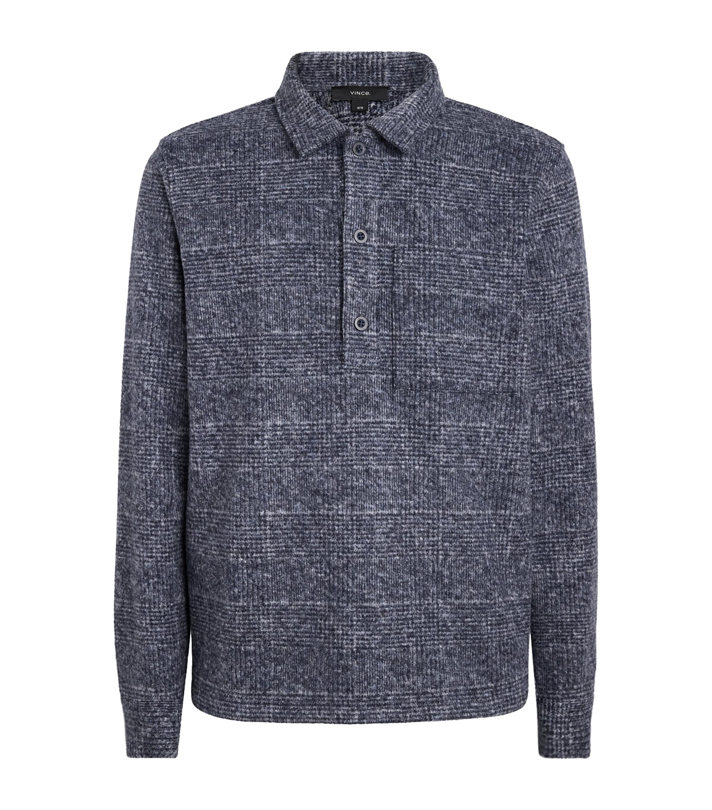 Vince Mens Donegal Check Polo Sweater Coastal Combo