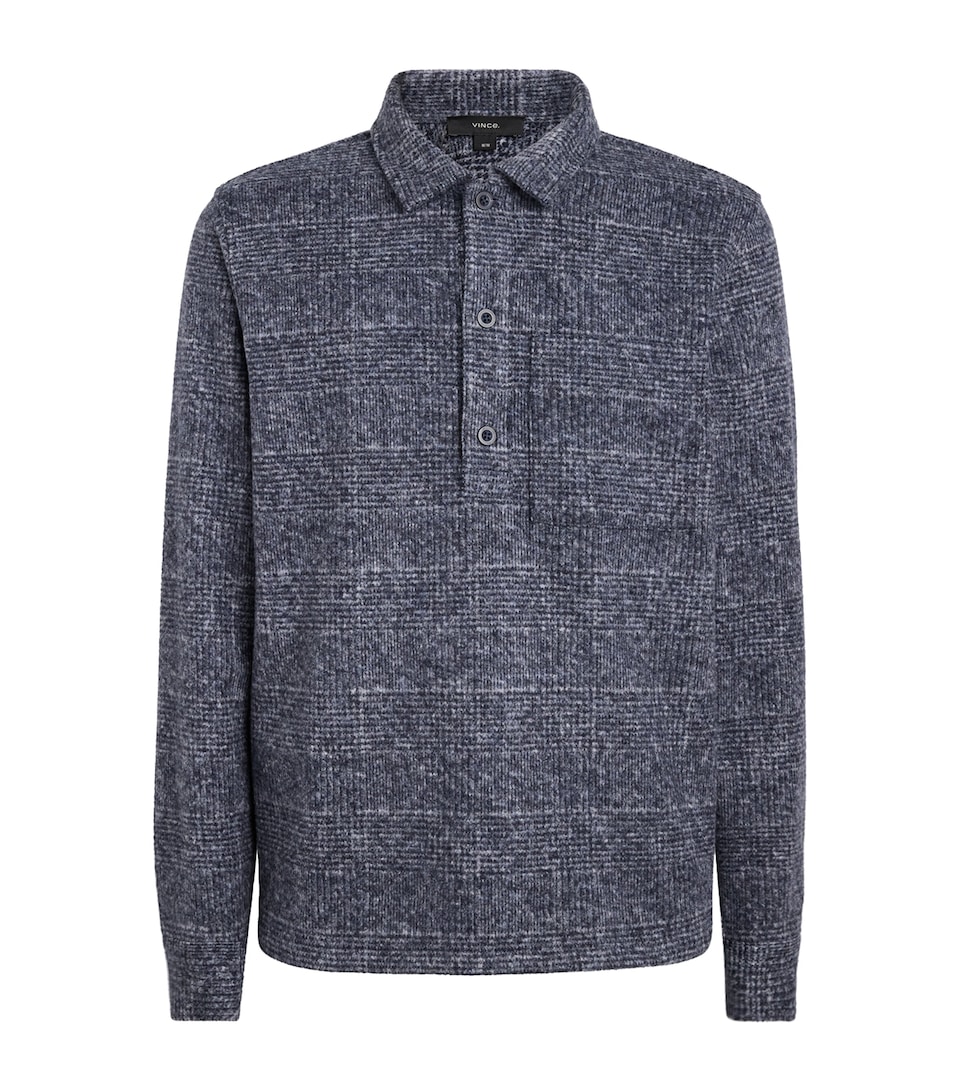Vince Mens Donegal Check Polo Sweater Coastal Combo