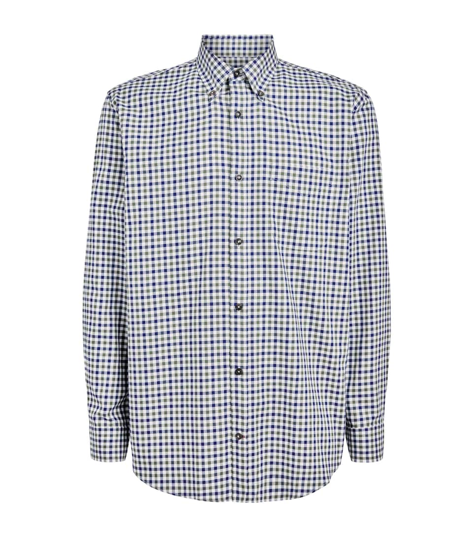 Purdey Mens Cotton Check Shirt Forest Green