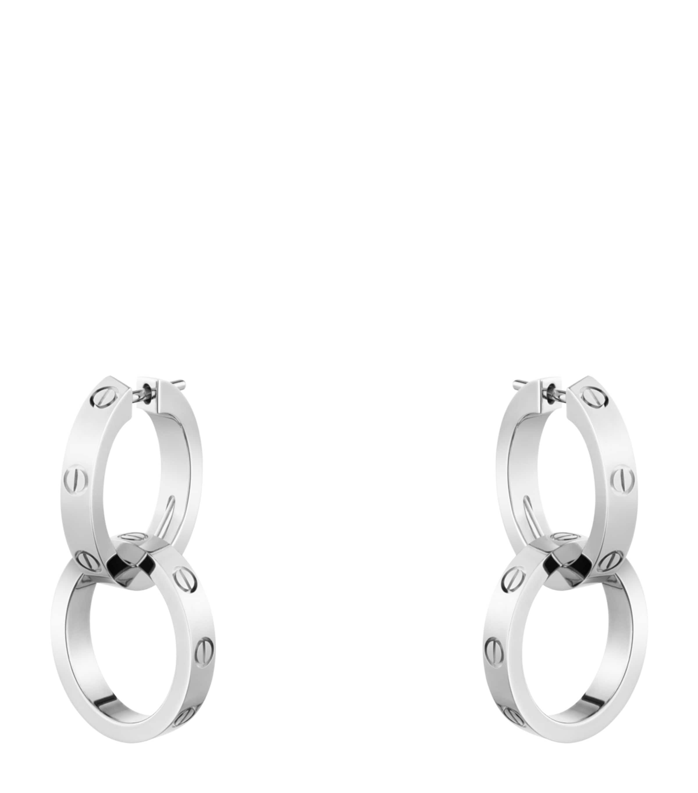 White Gold LOVE Double Hoop Earrings