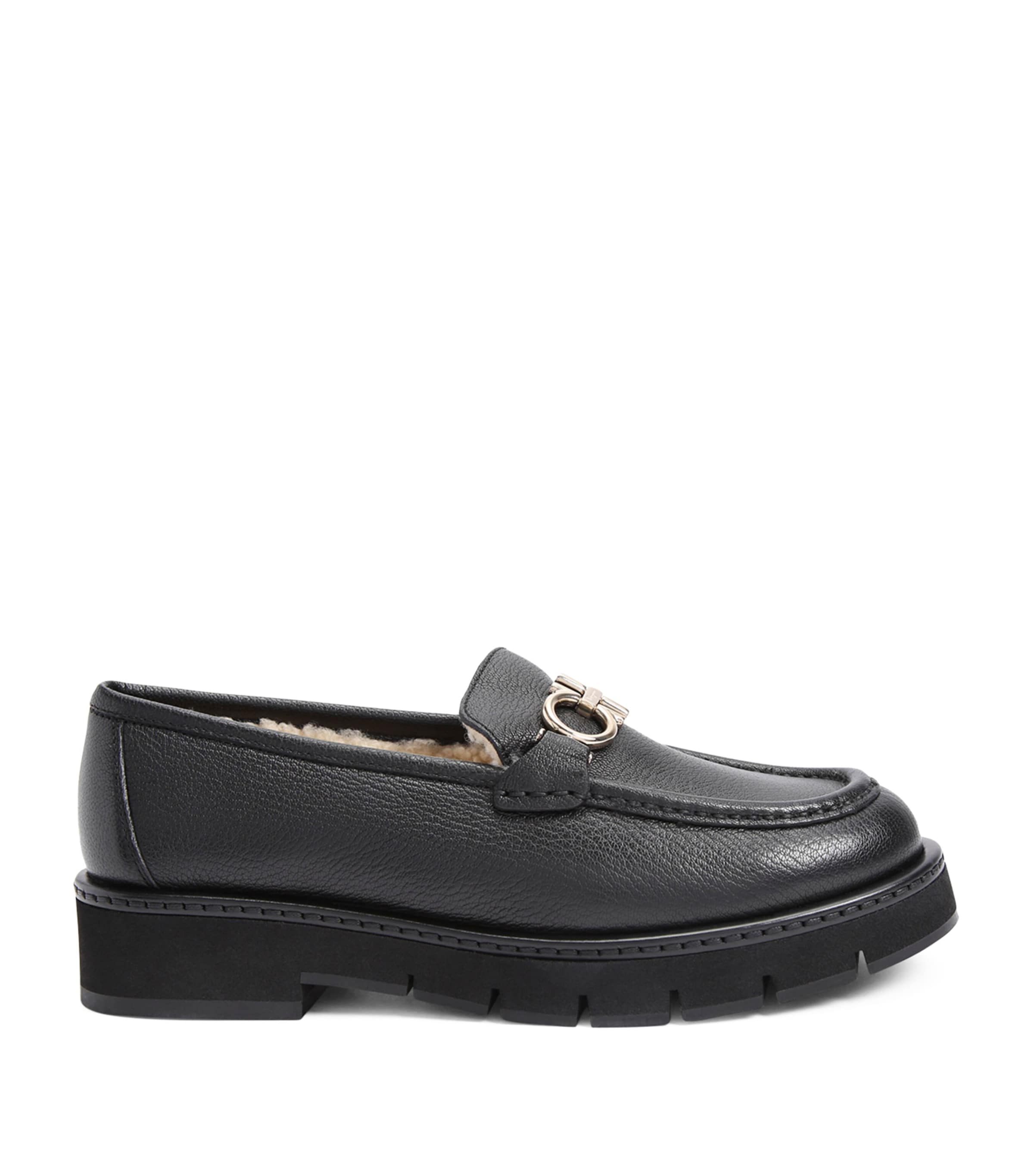 Leather Shearling-Lined Rolo Lug Loafer