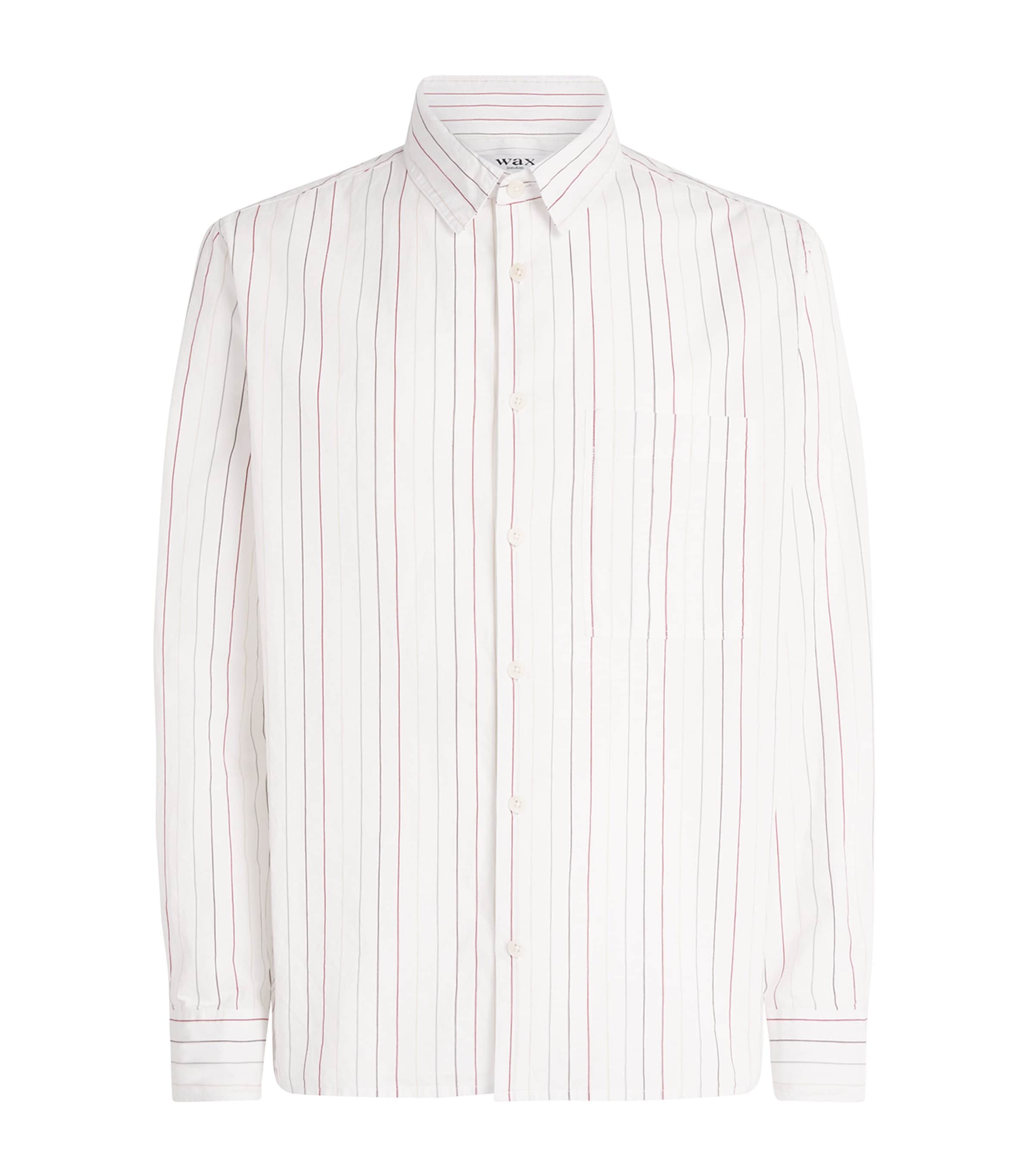 Wax London Mens Cotton Stripe Halcomb Shirt Ecru / Multi