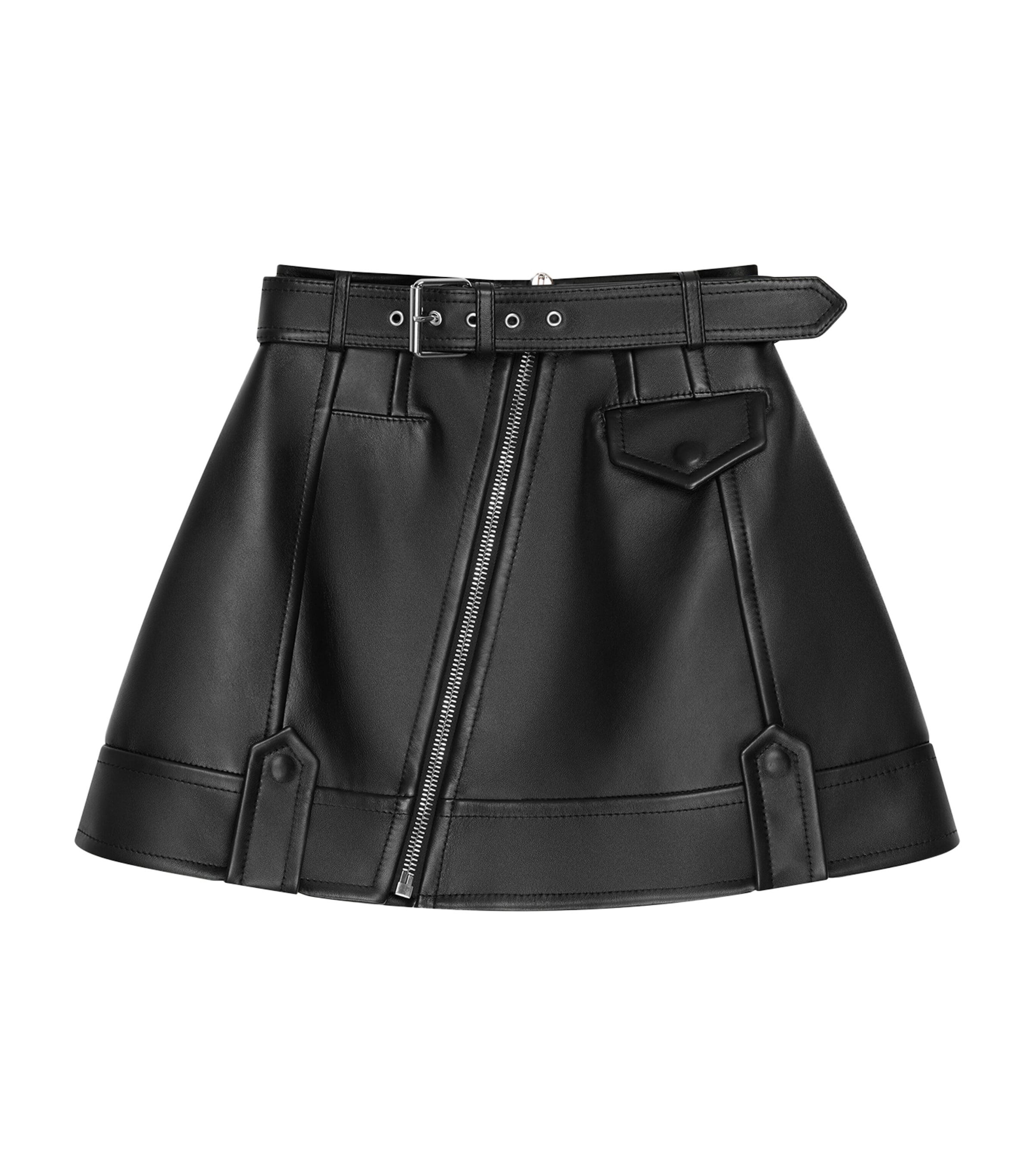Leather Biker Mini Skirt