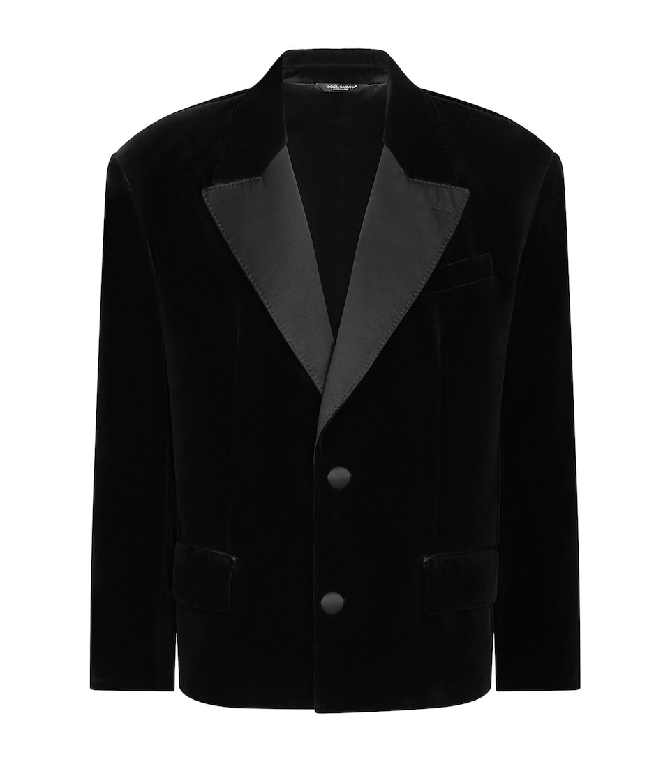 Velvet Oversized Cropped Blazer