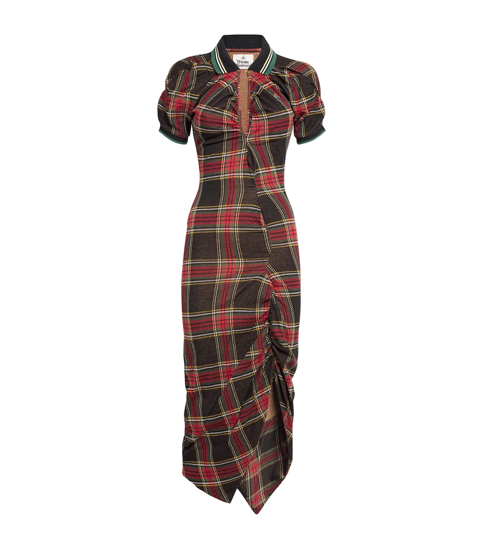 Cotton Tartan Midi Shirt Dress