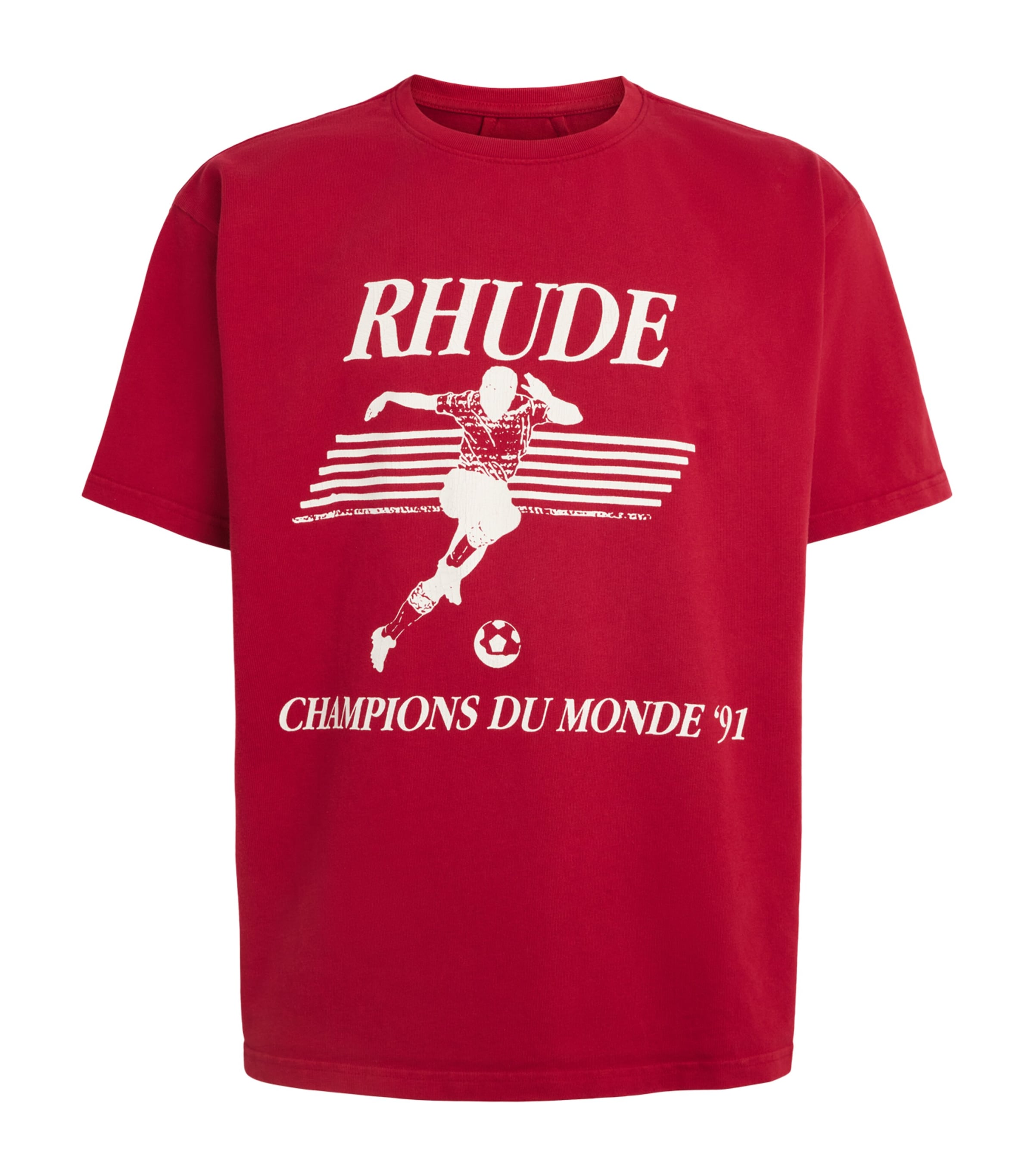 Rhude Mens Cotton Set Piece T-Shirt Vntg Red/wht