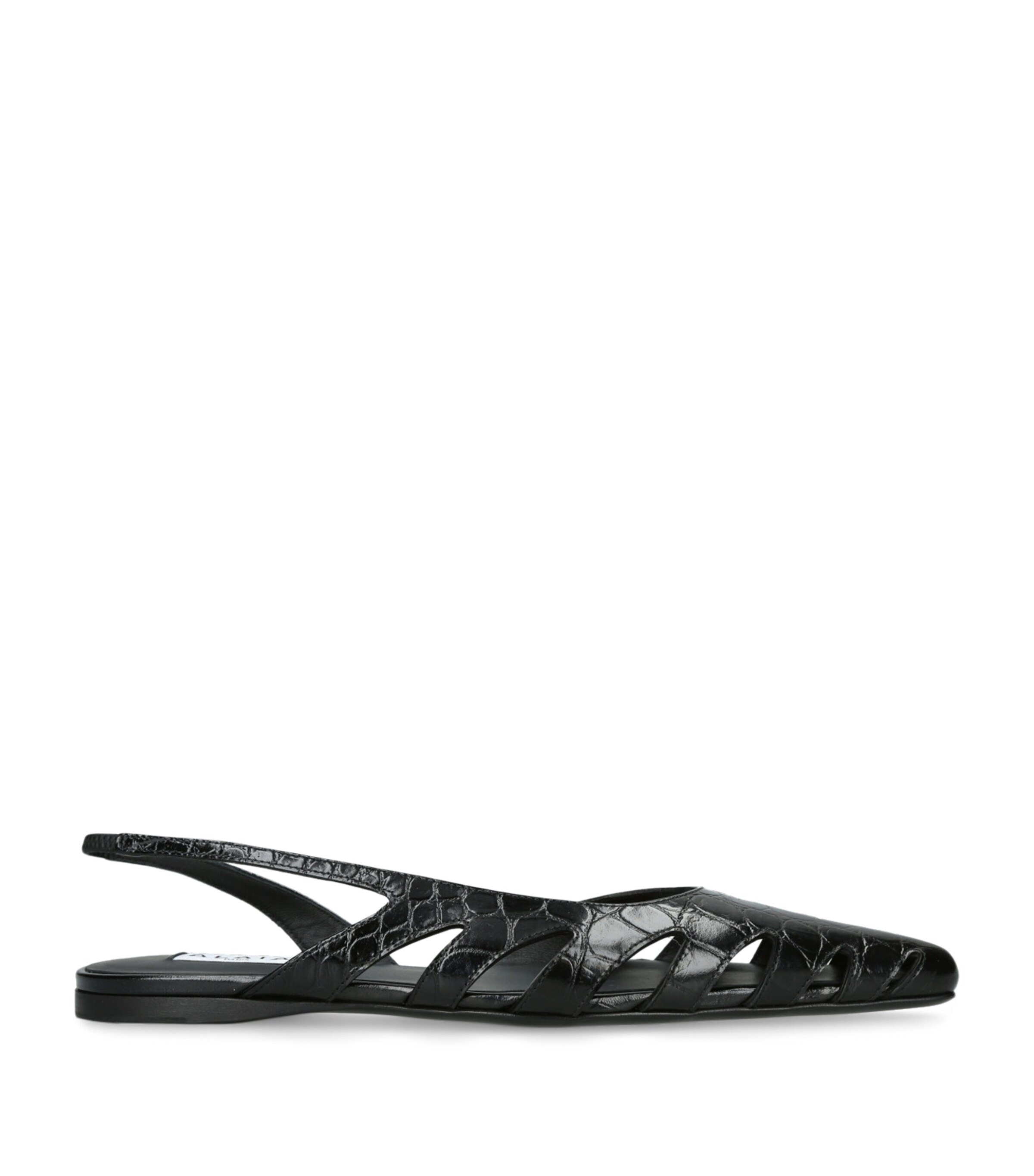 Leather Croc-Embossed Slingback Flats