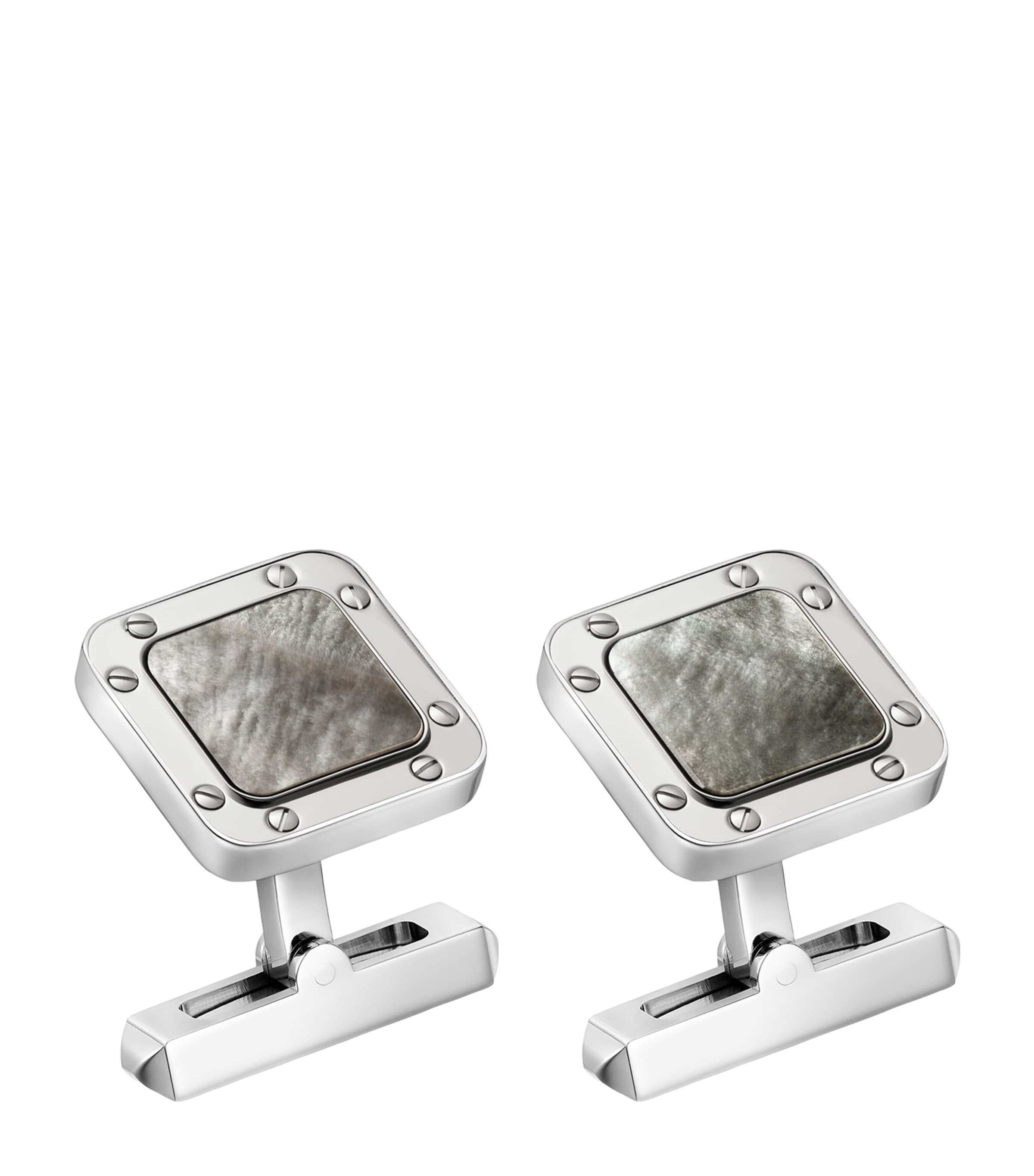 Cartier Sterling Silver and Mother-of-Pearl Santos de Cartier Cufflinks Silver