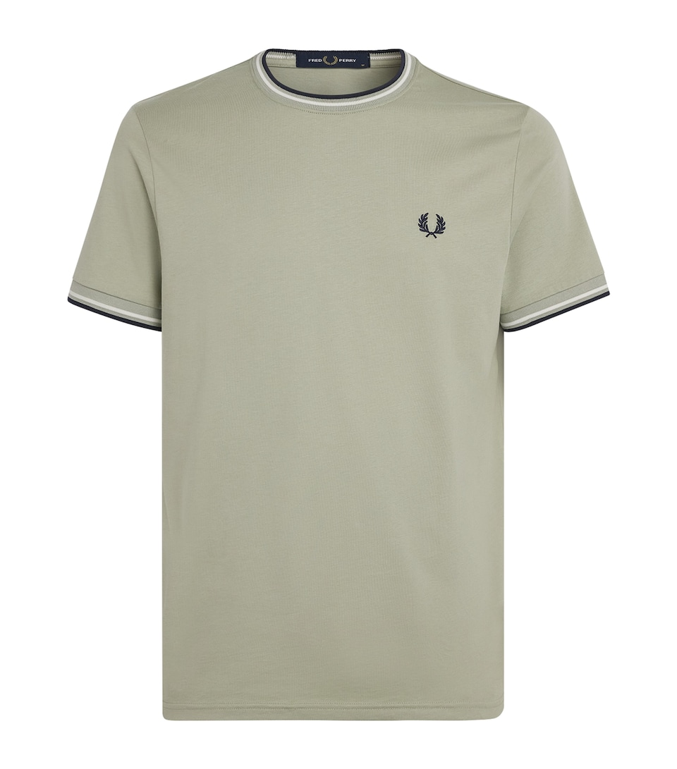 Fred Perry Mens Cotton Twin Tipped T-Shirt Seagrs/ecr/dkair