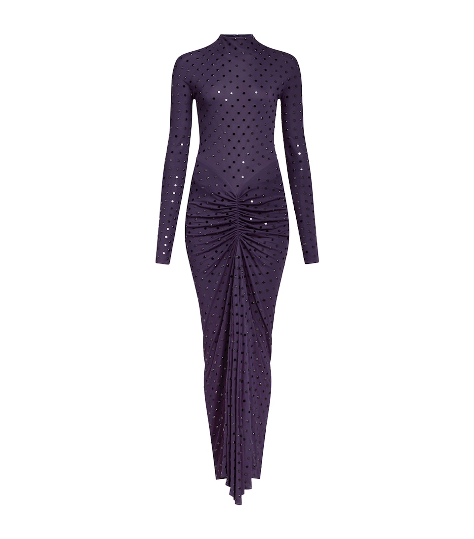 Alaïa Womens Draped Embellished Maxi Dress Aubergine/noir