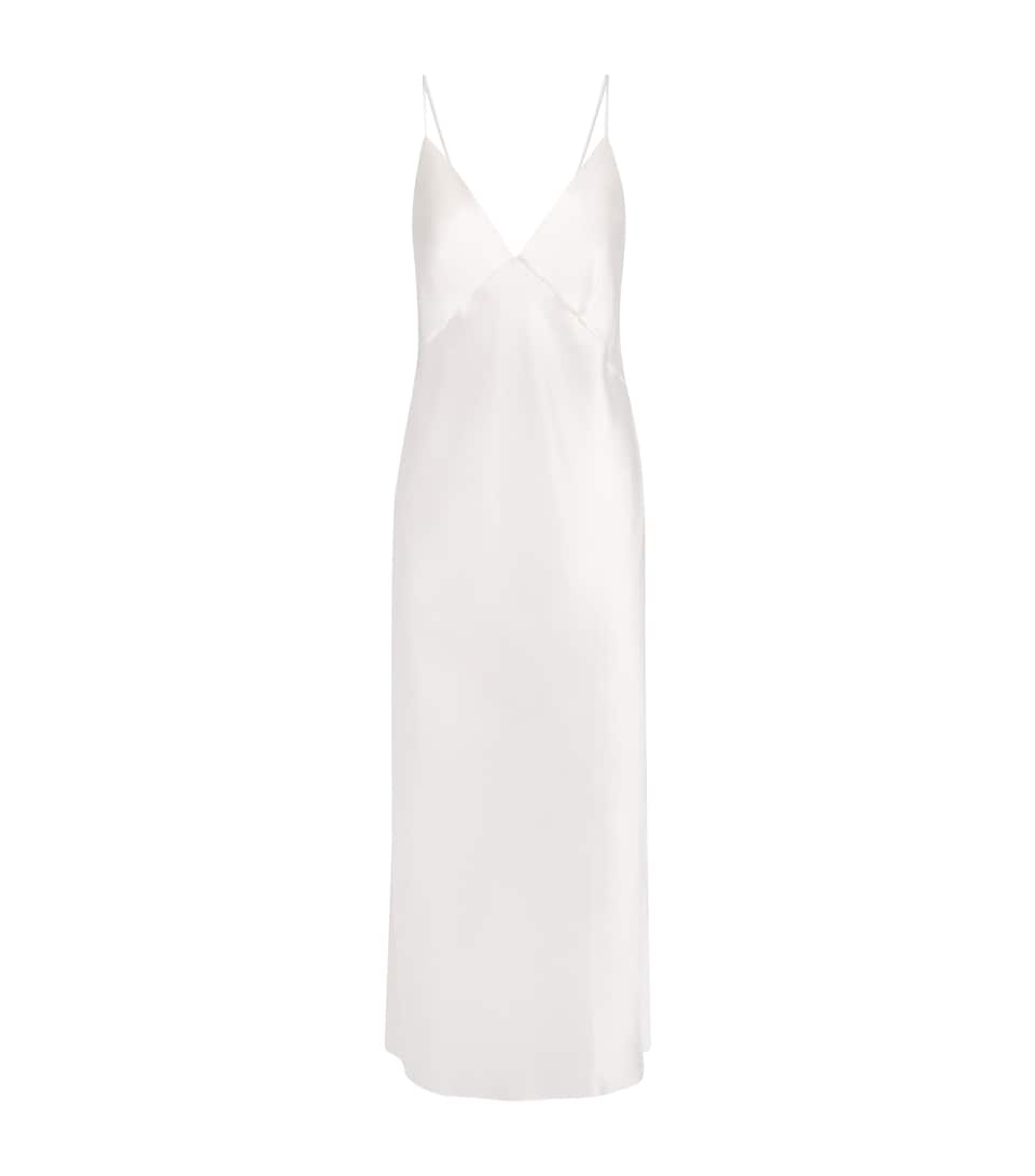 Olivia von Halle Womens Silk Issa Slip Dress Ivory