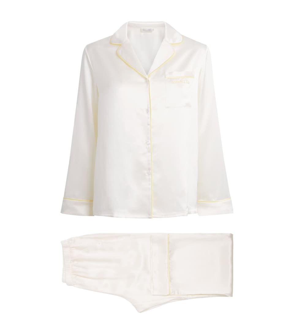 MANITO Womens Mulberry Silk Macaron Pyjamas Creamy White
