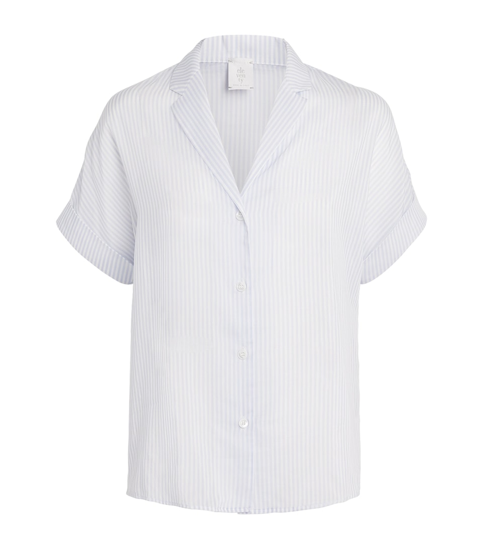 Eleventy Womens Cotton-Silk Striped Shirt Nuvola