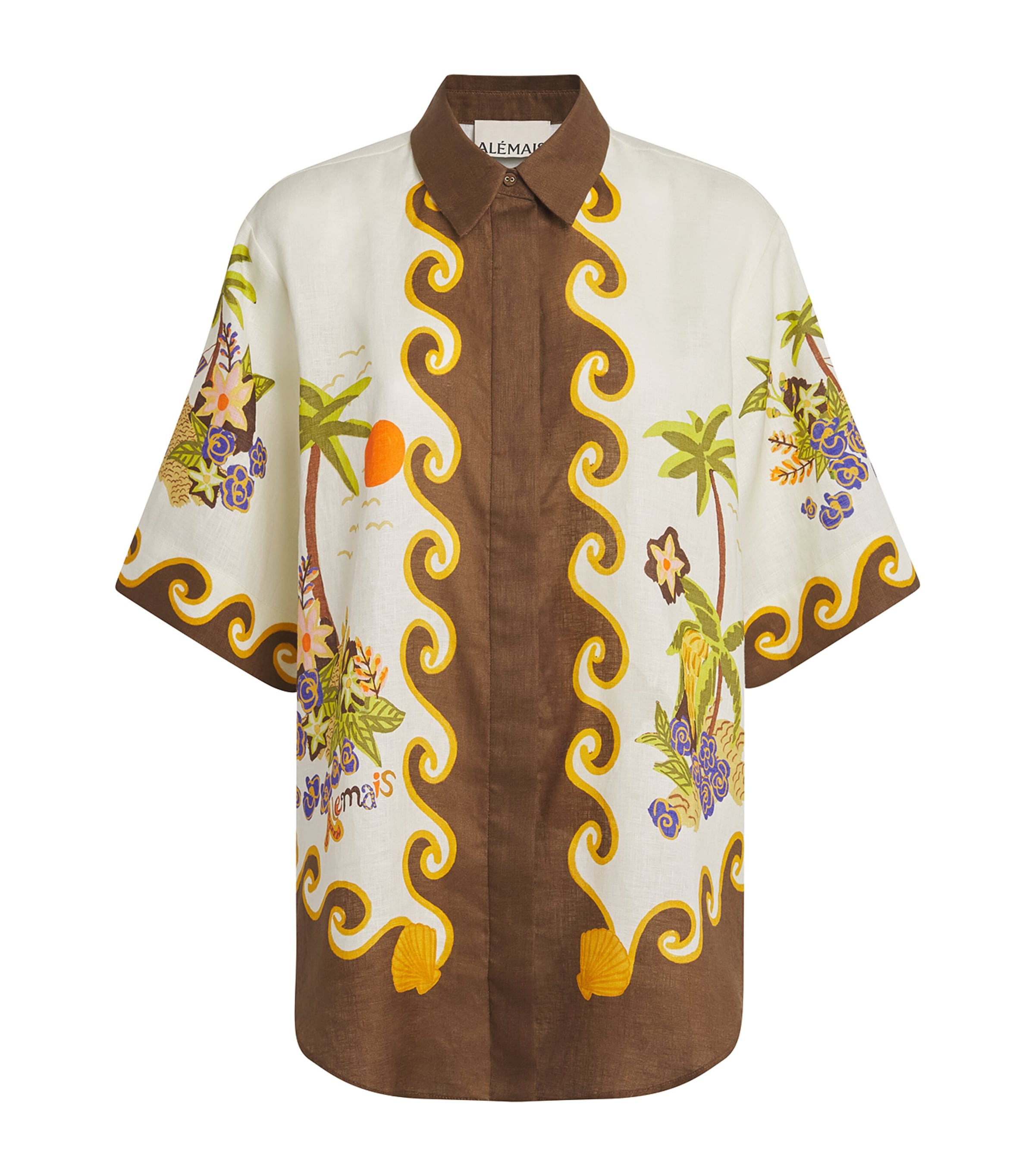 ALEMAIS Womens Linen Island Cove Shirt Cream