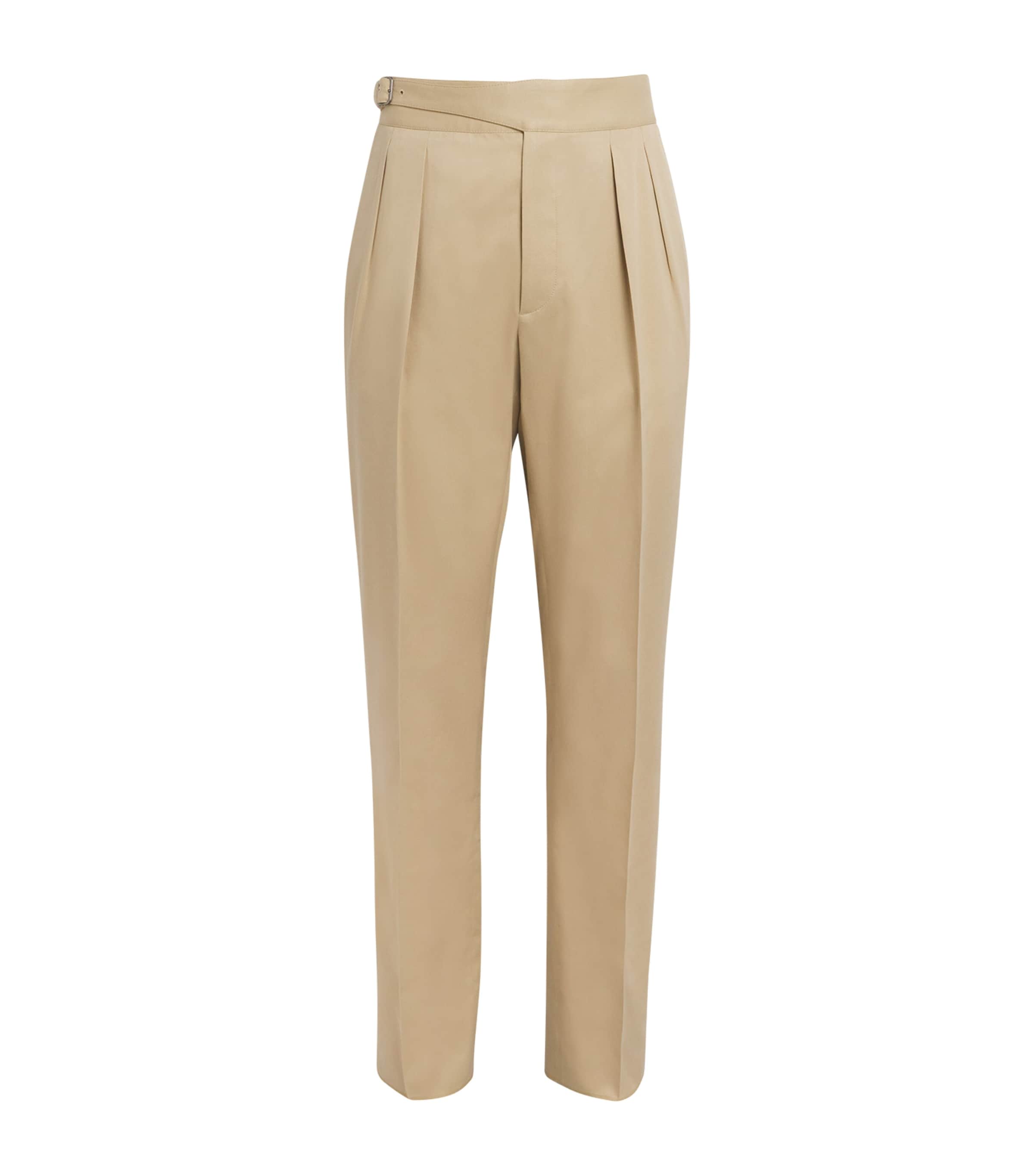 Silk Pleated Byron Straight Trousers