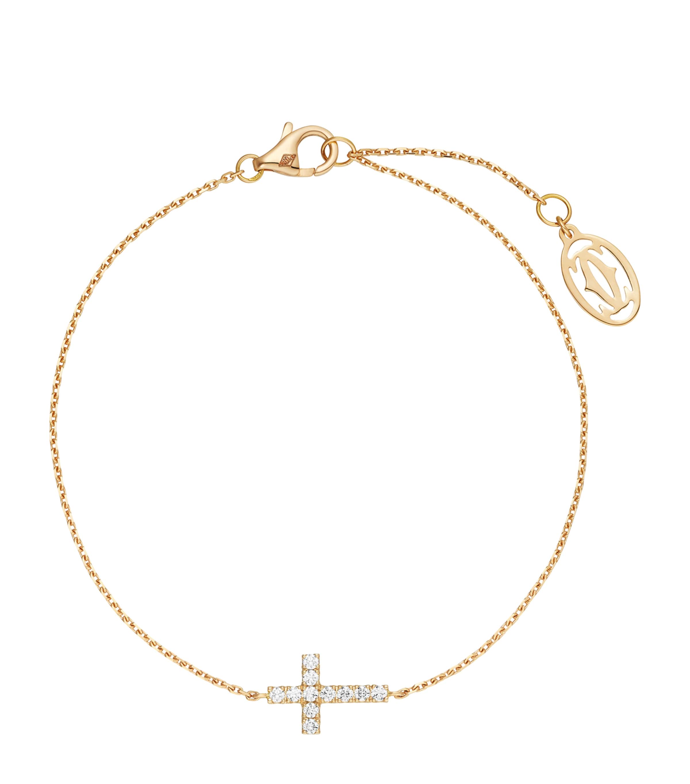 Rose Gold and Diamond Symbols Cross Bracelet