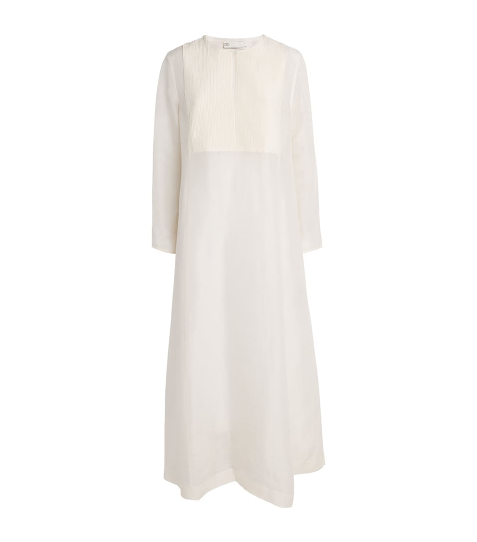 Linen-Silk Pleated Midi Kaftan
