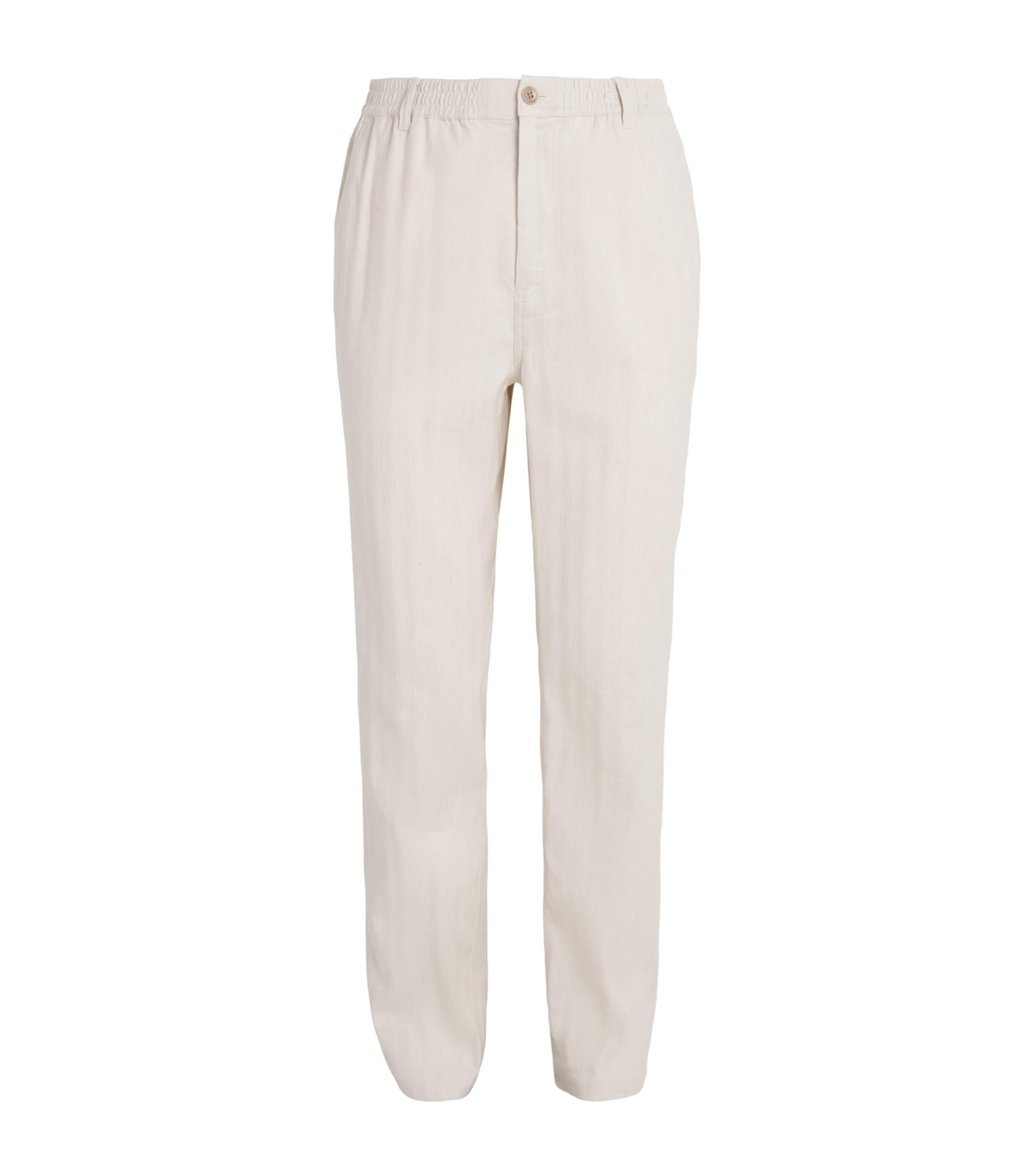 PAIGE Mens Stretch-Cotton-Linen Eberton Trousers Fossil Hrrngbn