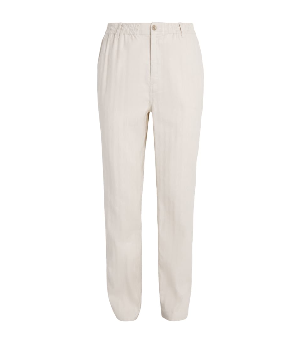 PAIGE Mens Stretch-Cotton-Linen Eberton Trousers Fossil Hrrngbn