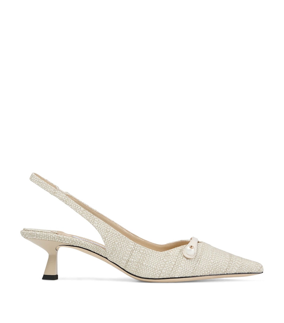 Jimmy Choo Womens Amita 45 Woven Slingback Pumps Natural