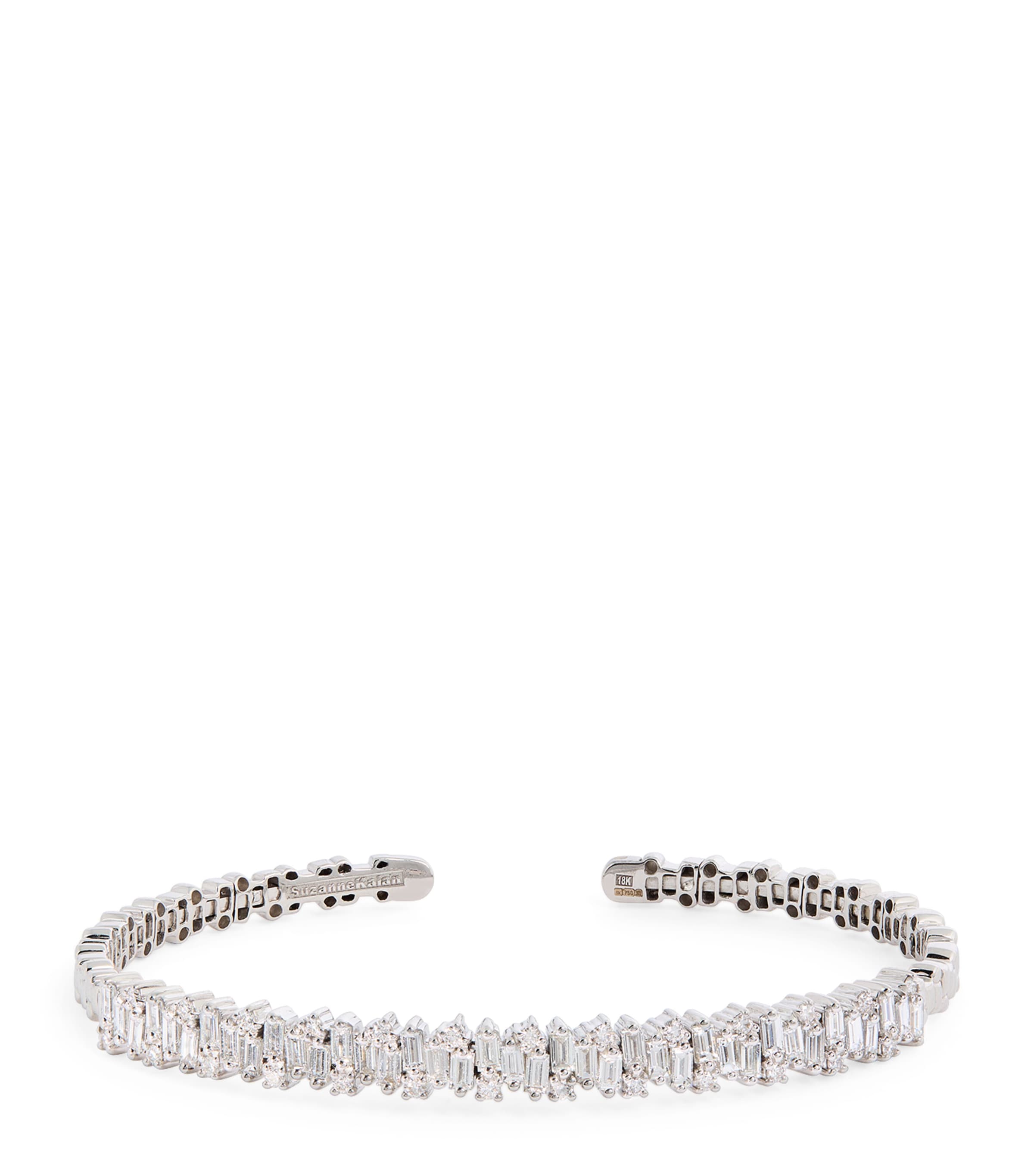 Small White Gold and Diamond Classic Fireworks Bangle