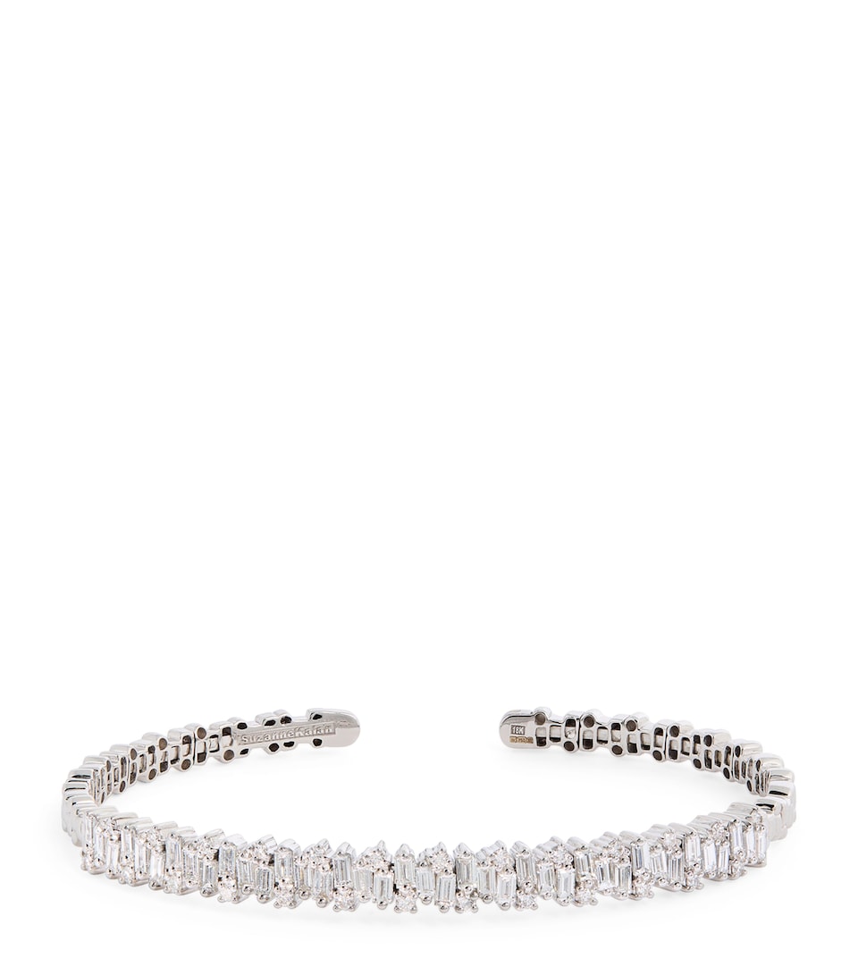 Small White Gold and Diamond Classic Fireworks Bangle