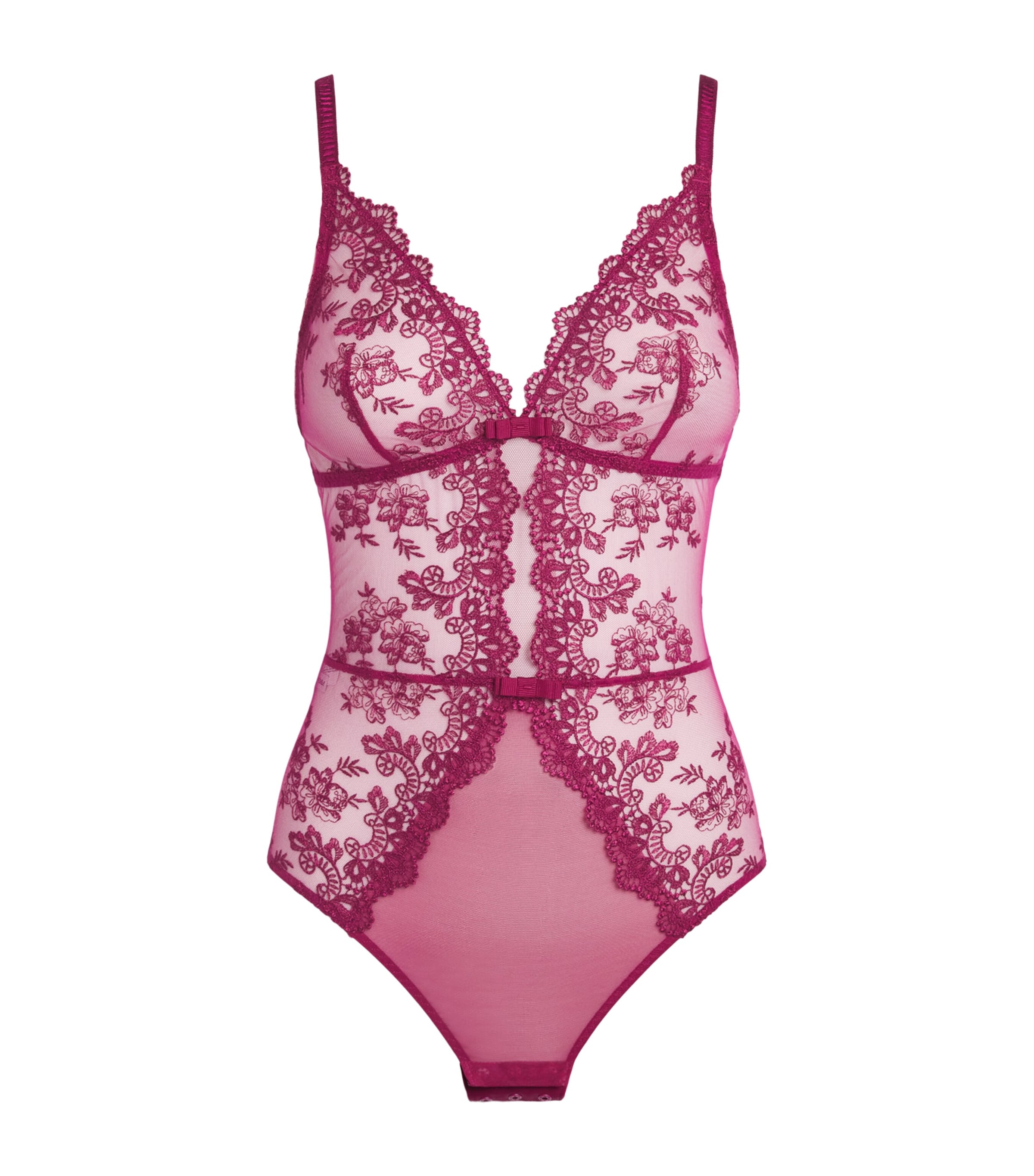 Simone Perele Womens Lace Passion Bodysuit Desire Pink
