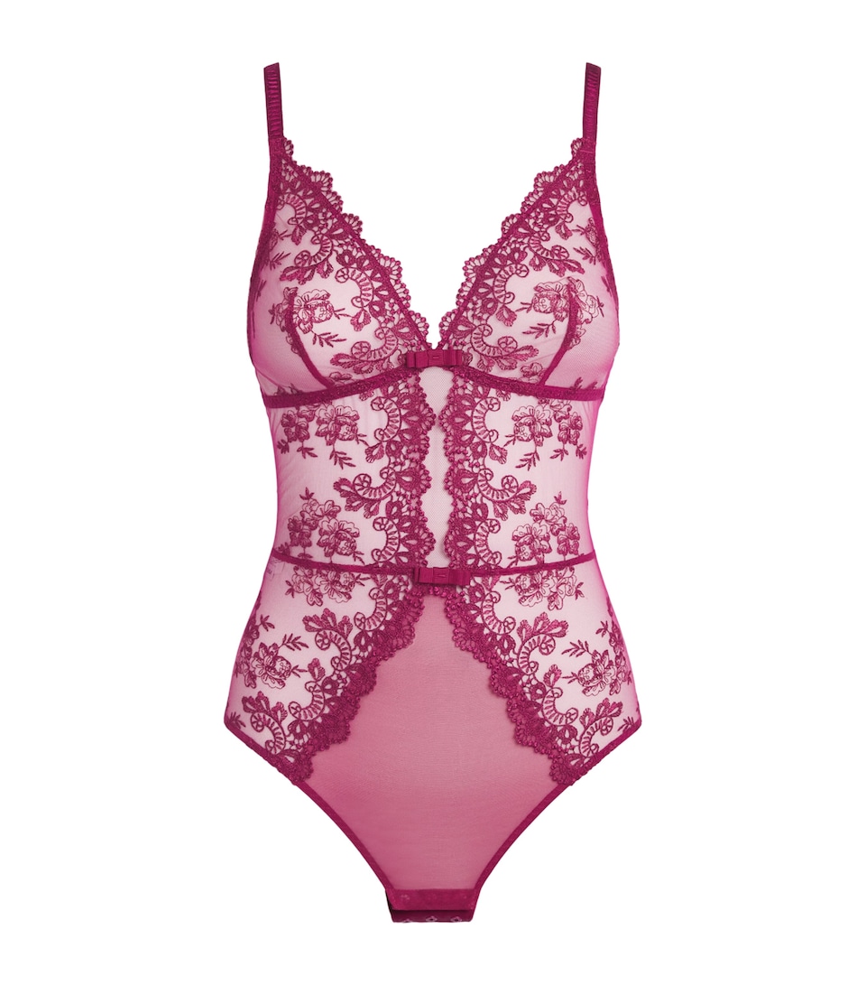 Simone Perele Womens Lace Passion Bodysuit Desire Pink