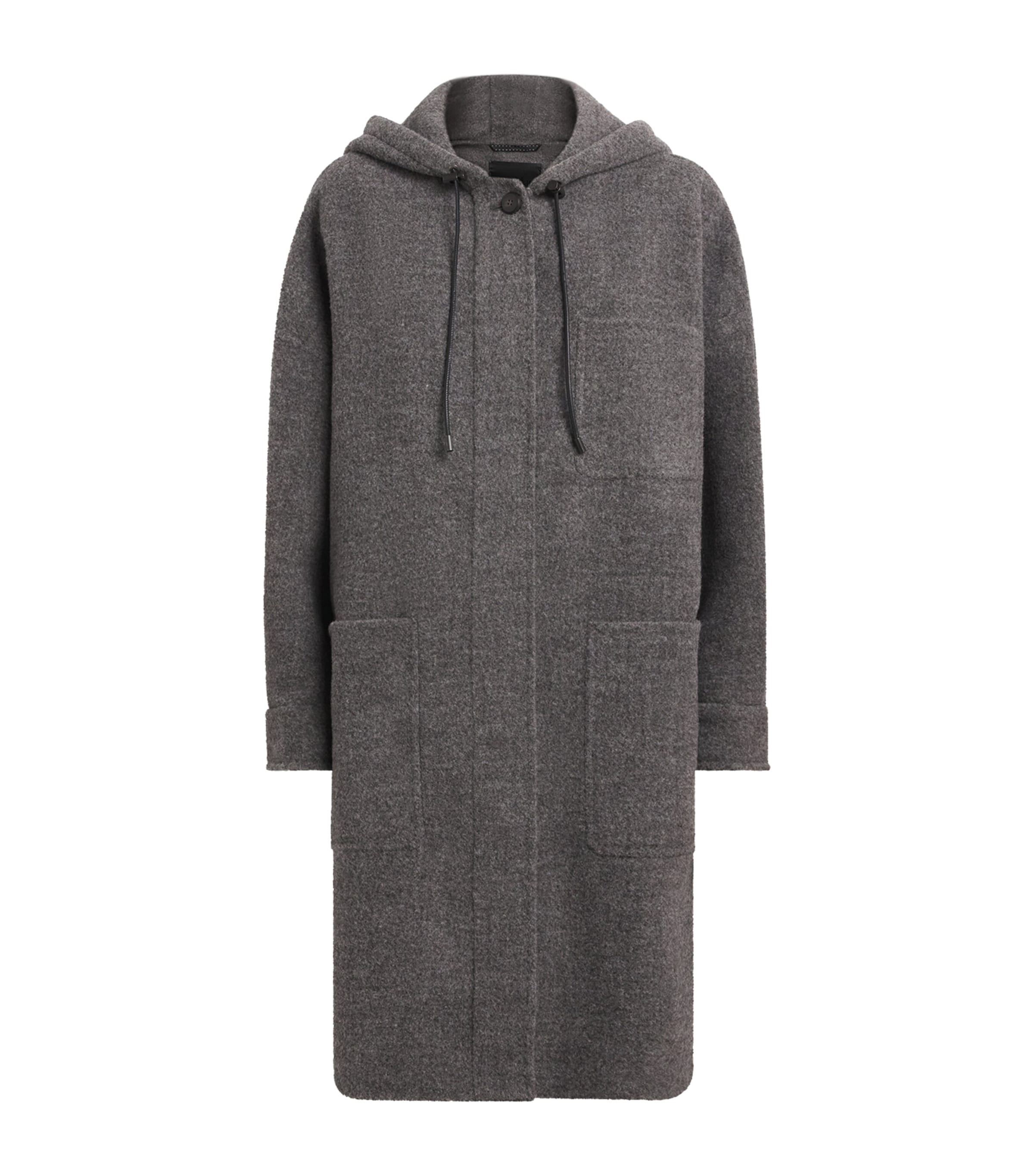 Max Mara Womens Llama Wool Hooded Coat Medium Grey