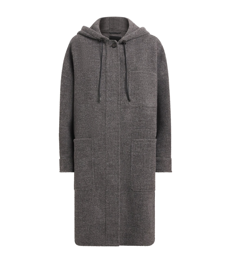 Max Mara Womens Llama Wool Hooded Coat Medium Grey