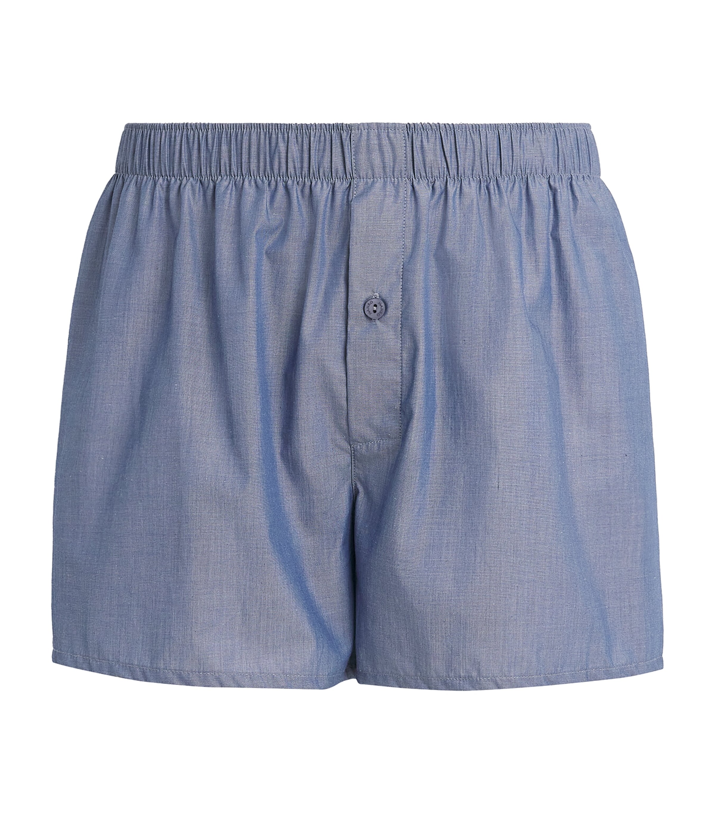 Hanro Mens Cotton Woven Boxer Shorts Chambray B