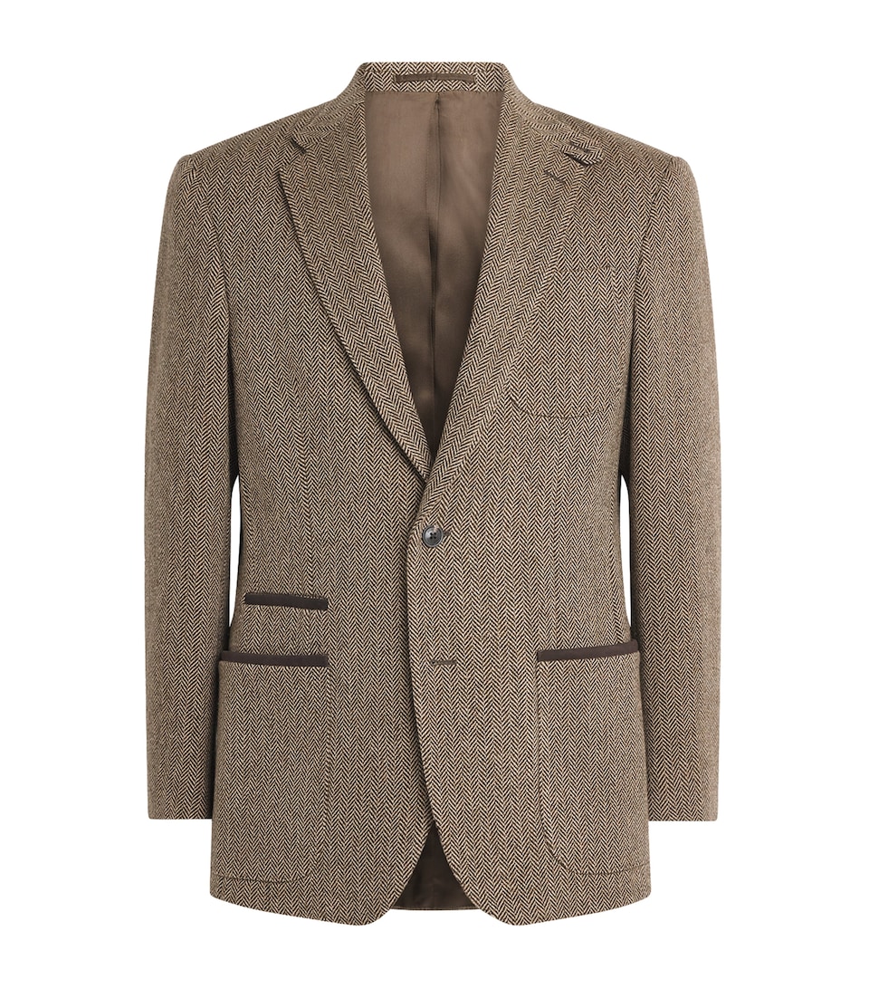 Purdey Mens Wool Tweed Herringbone Atholl Blazer Taymoor Tweed
