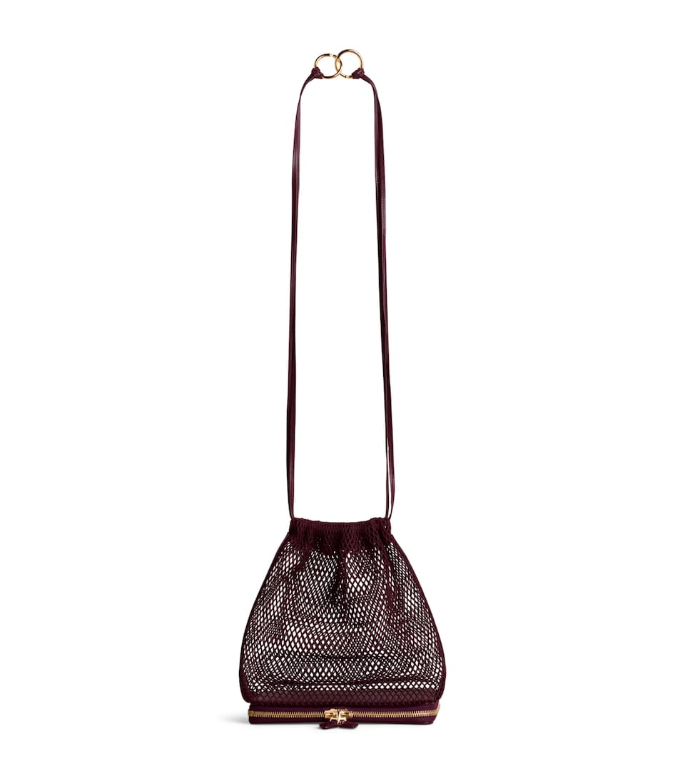 Alaïa Mesh Pochon Shoulder Bag Garnet Red