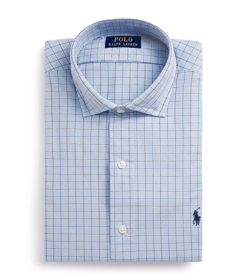 Polo Ralph Lauren Mens Stretch-Cotton Check Custom Fit Shirt Blue Multi