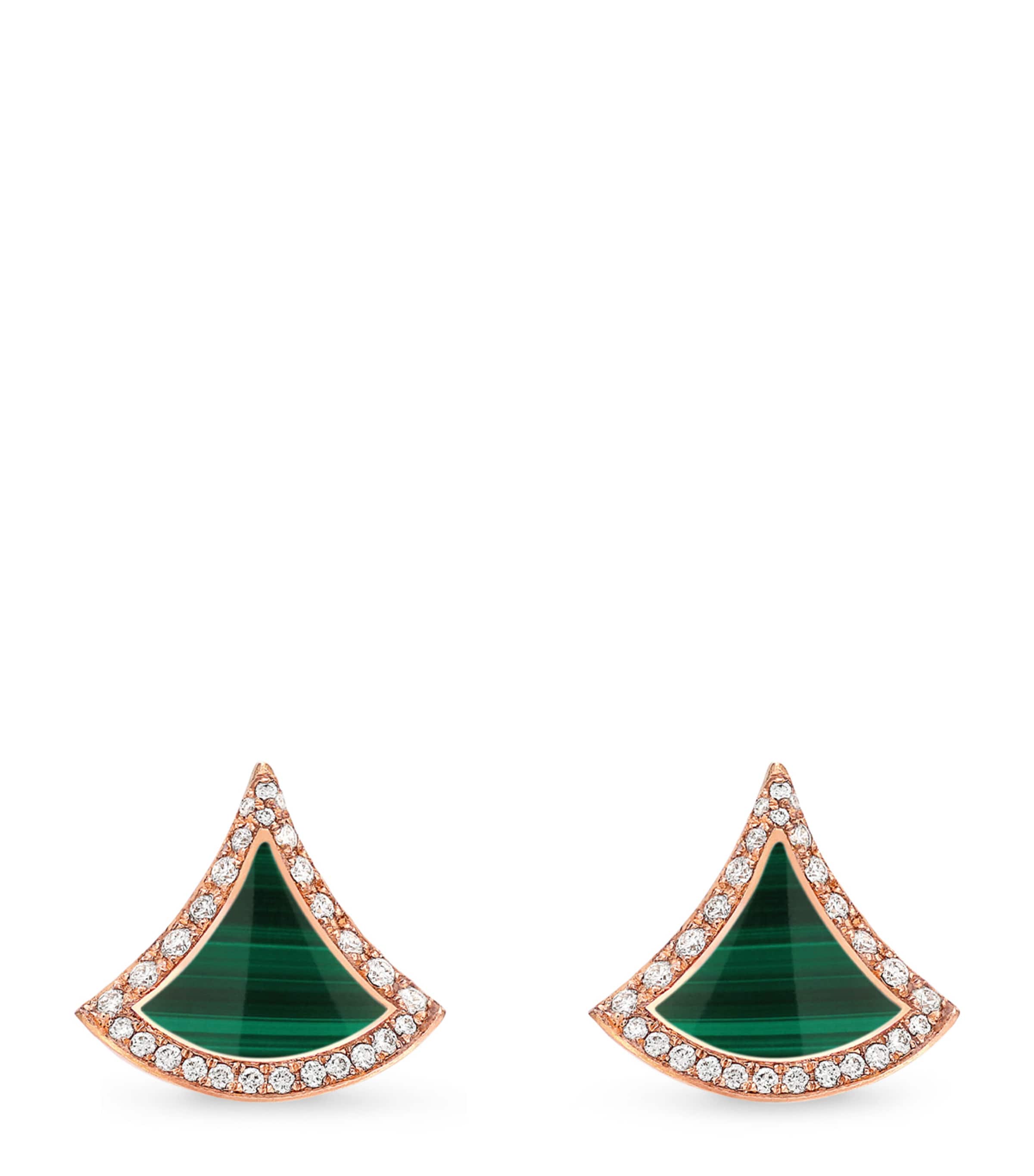 Rose Gold, Diamond and Malachite Divas' Dream Stud Earrings