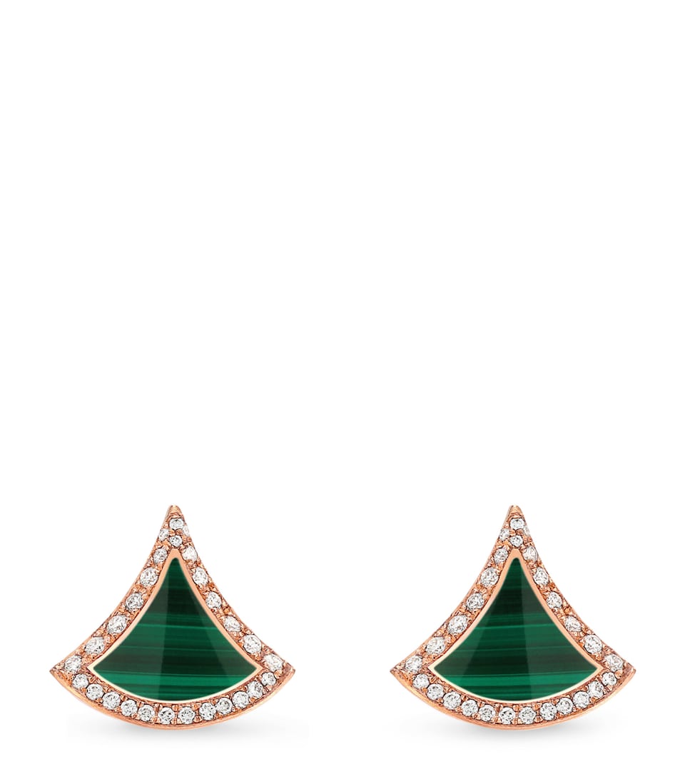 Rose Gold, Diamond and Malachite Divas' Dream Stud Earrings