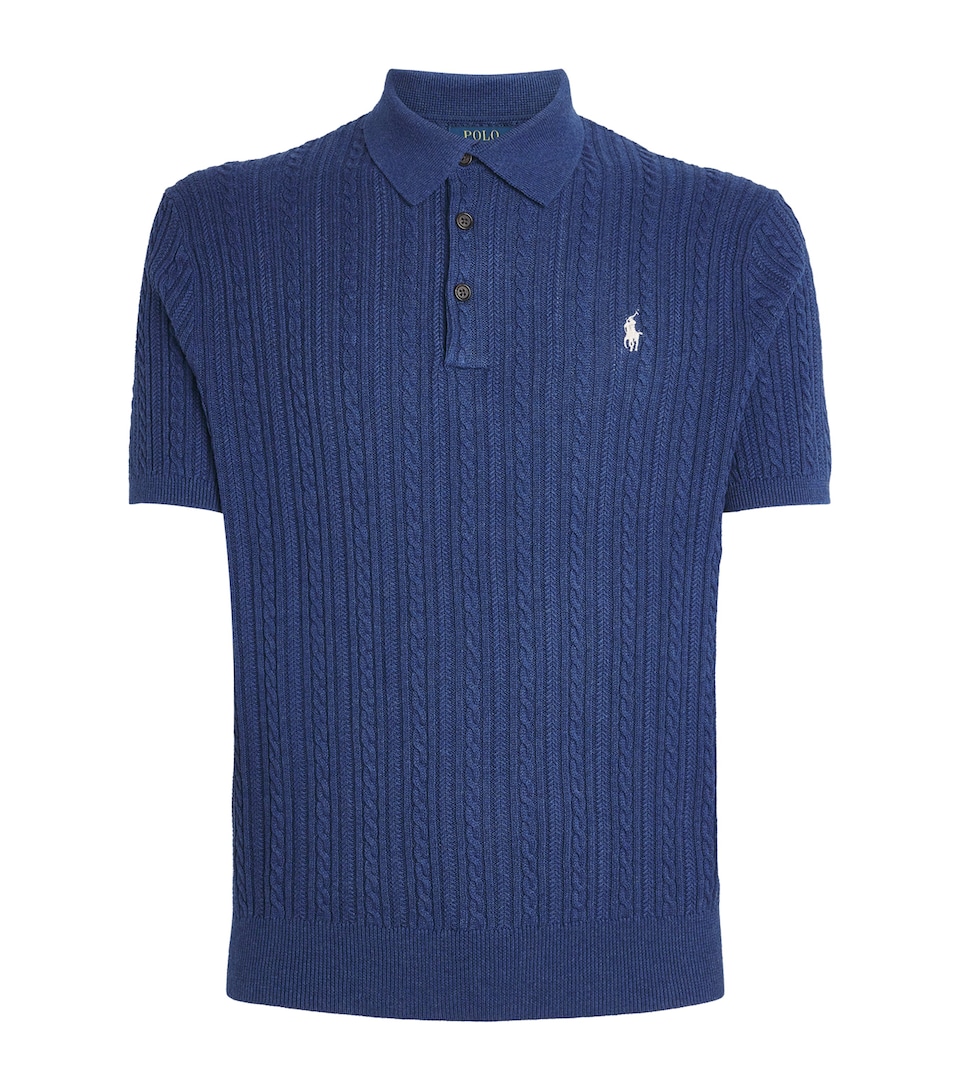 Cotton Cable-Knit Polo Shirt