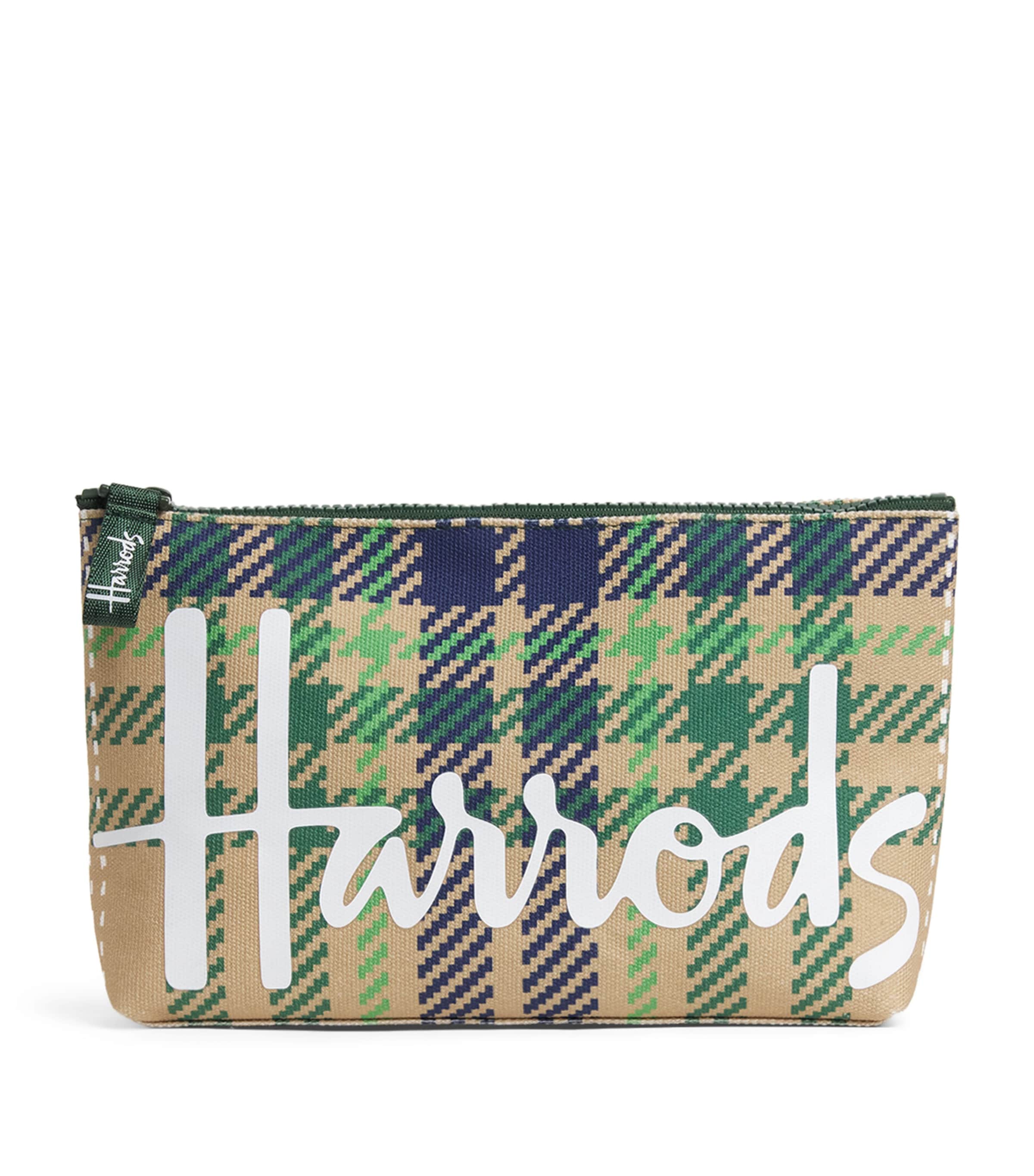 Harrods Medium Cotton Tartan Logo Cosmetic Bag