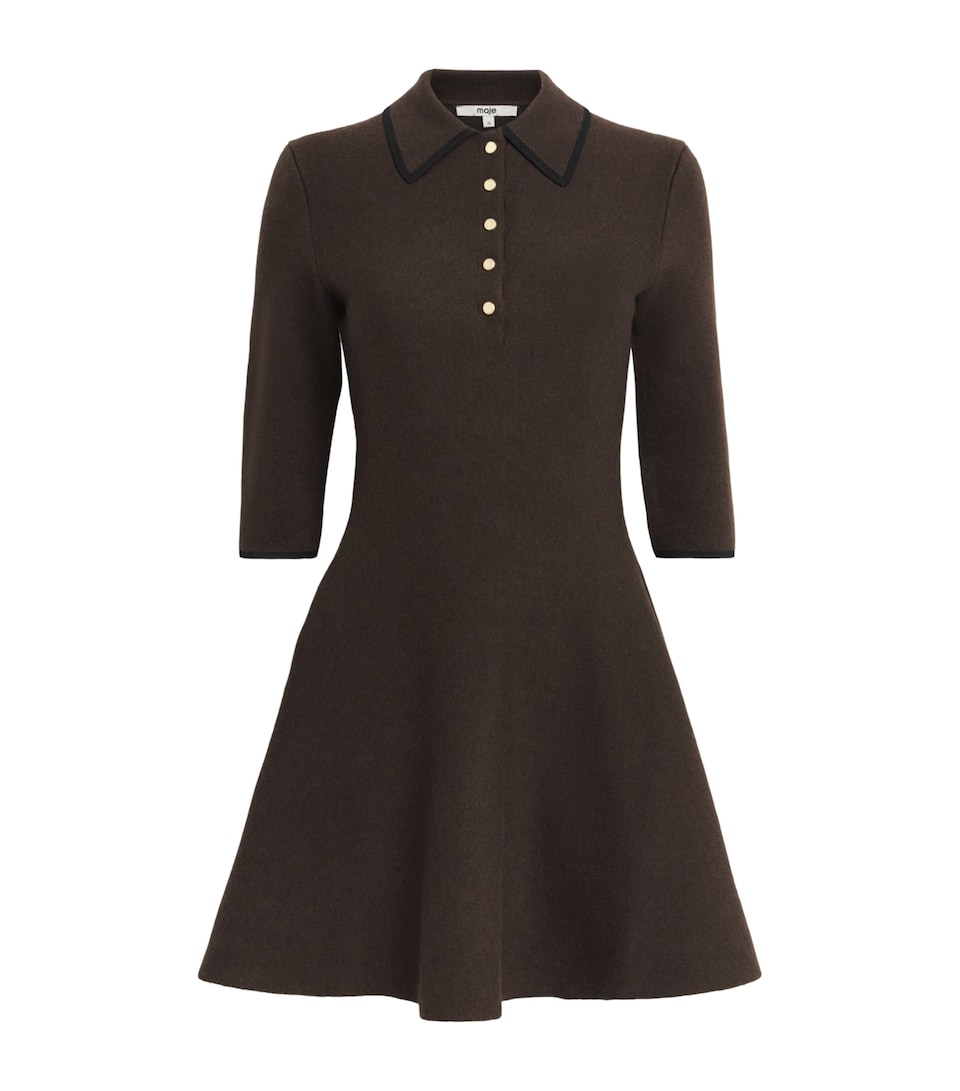 Maje Womens Knit Mini Dress Dark Brown