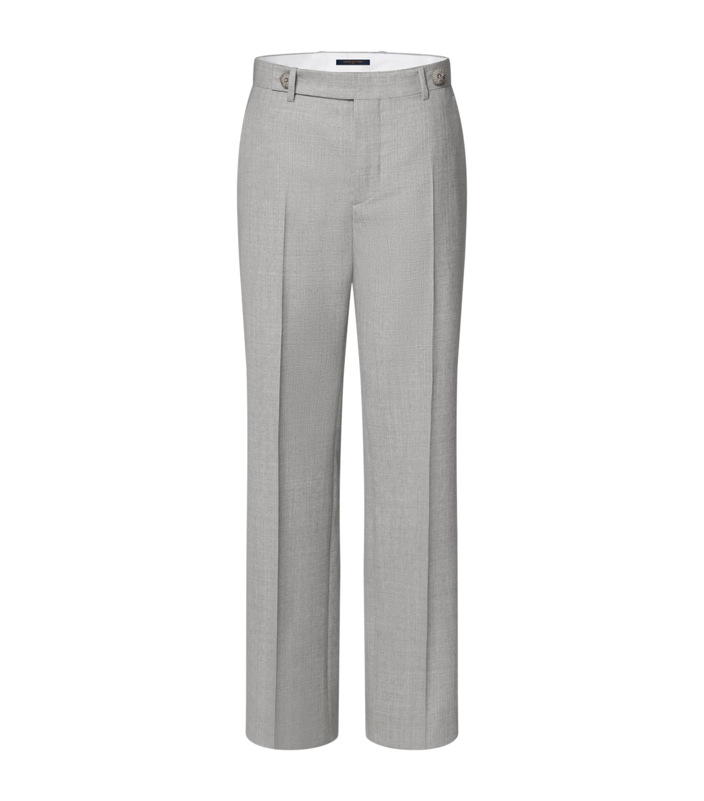 LOUIS VUITTON Womens Wool Straight Tailored Trousers Grey