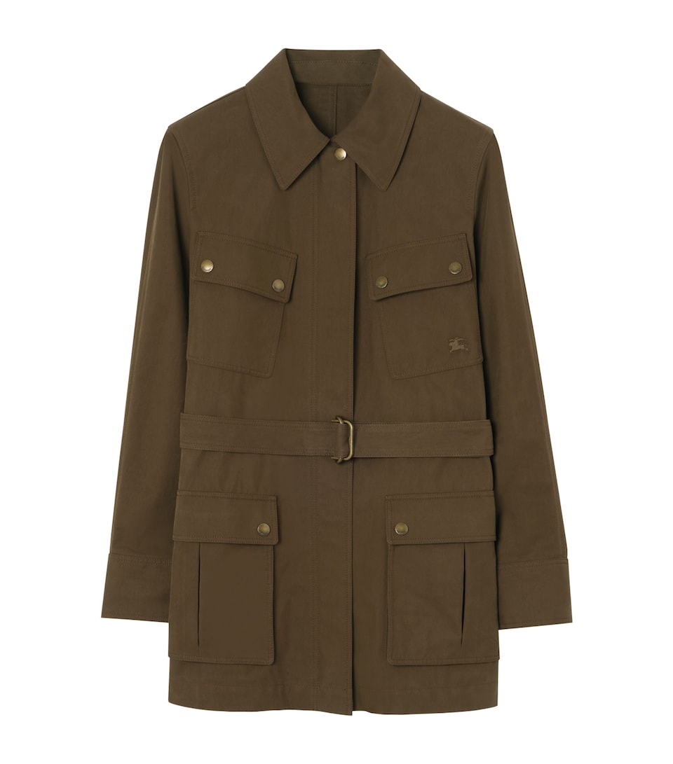 Burberry Womens Gabardine Safari Jacket Juniper