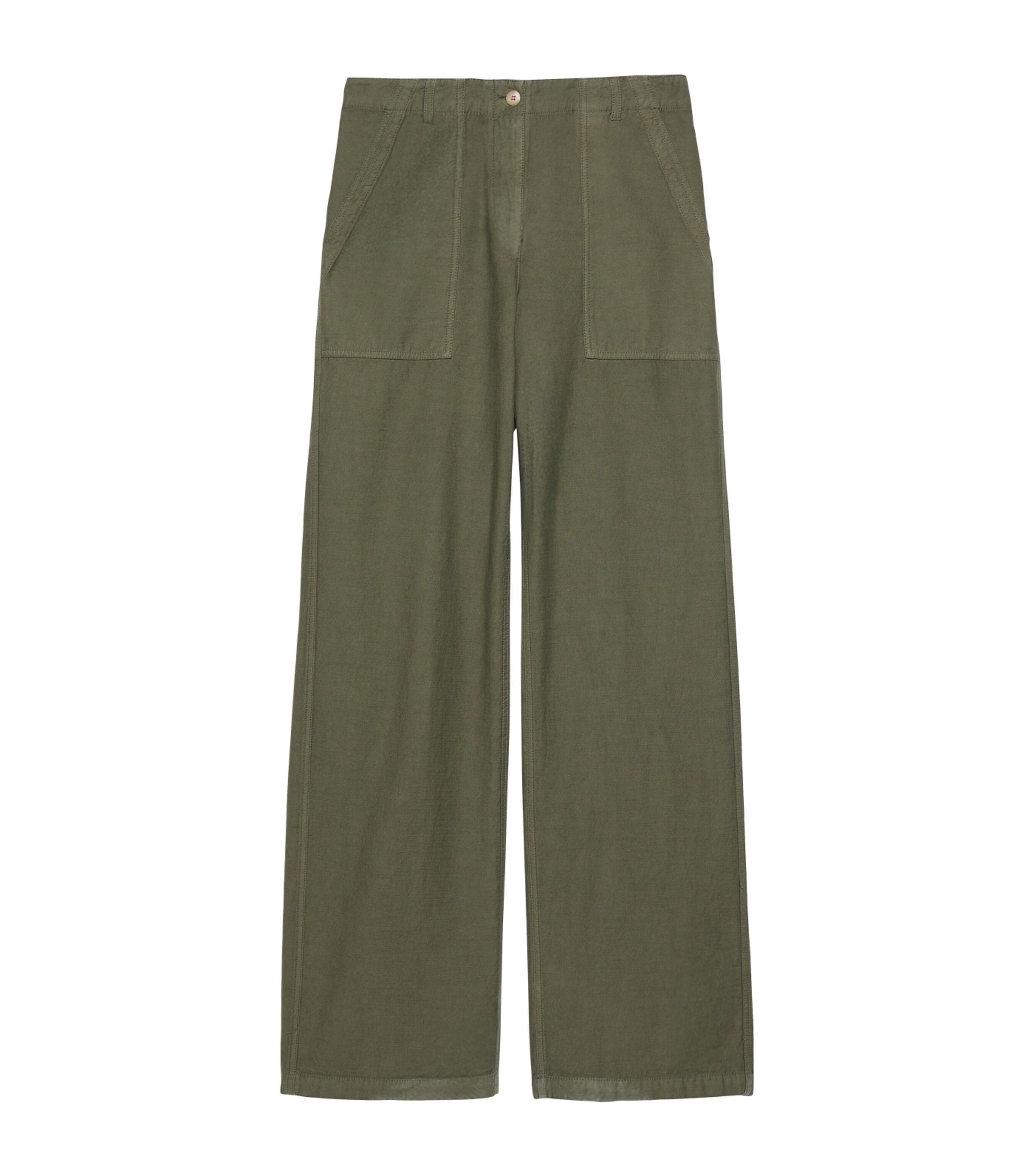 MAX&Co. Womens Cotton Relaxed Trousers Kaki