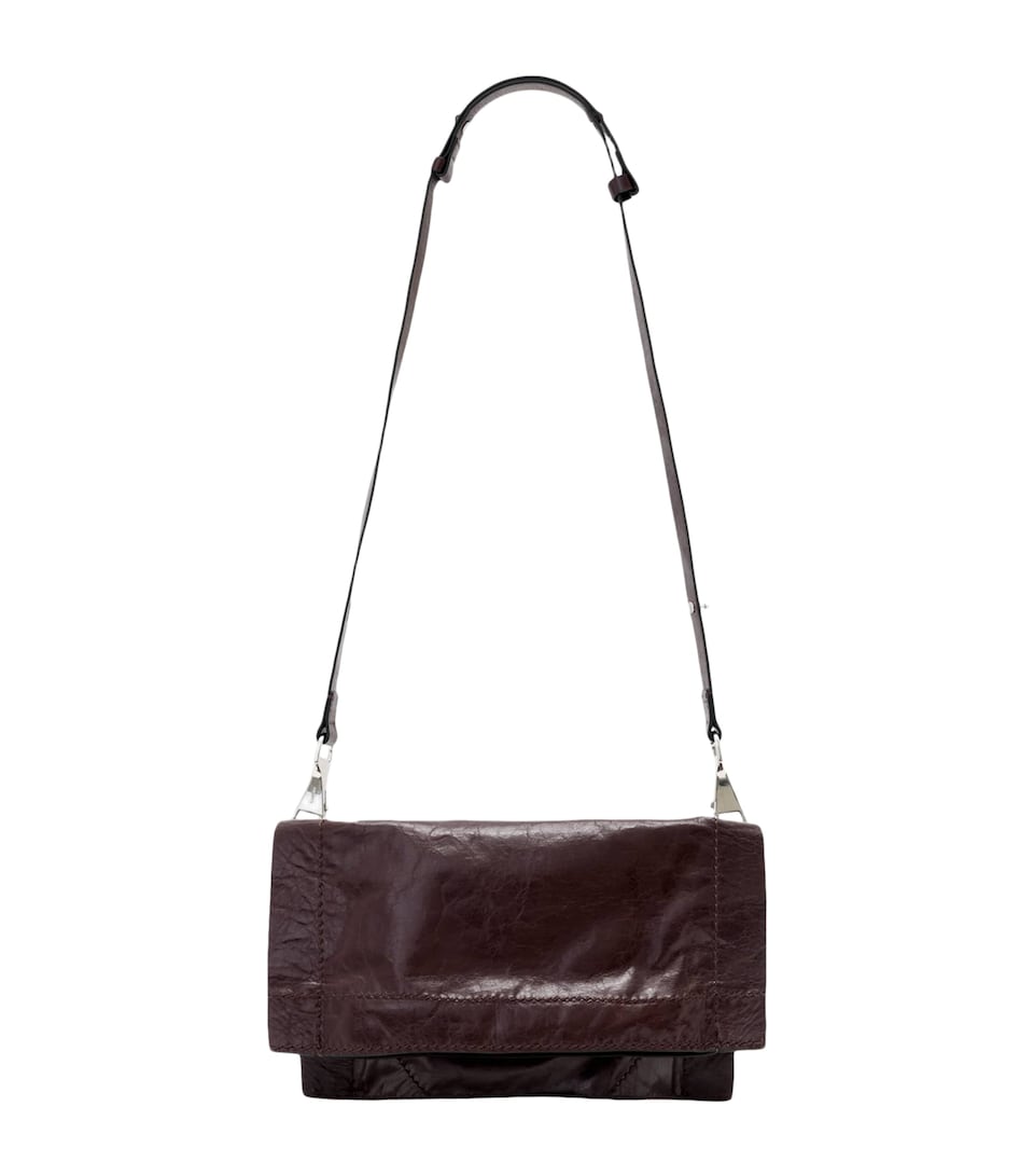 AllSaints Small Leather Lutece Cross-Body Bag Burgundy Red