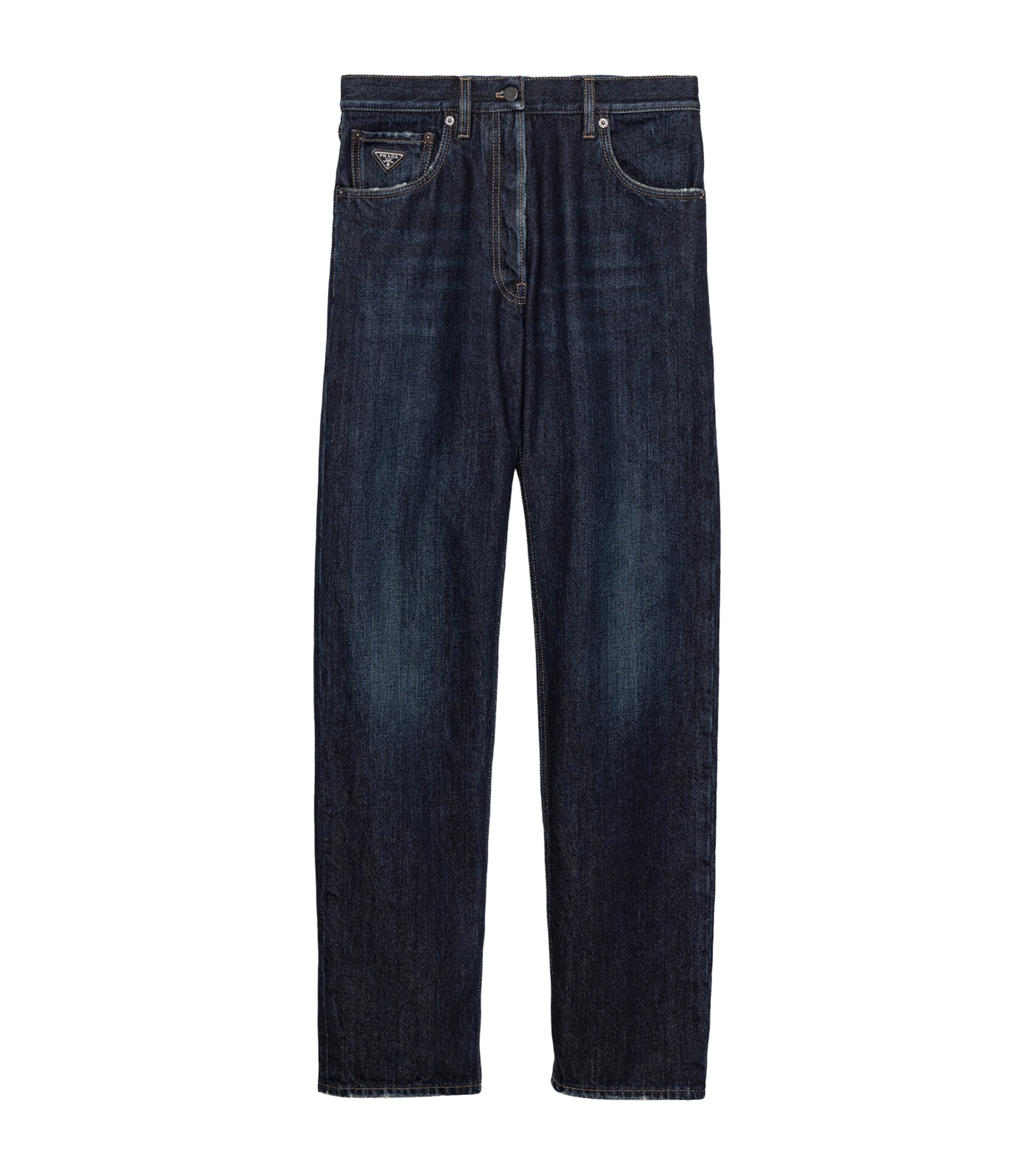 Prada Womens High-Waist Straight Jeans Blue
