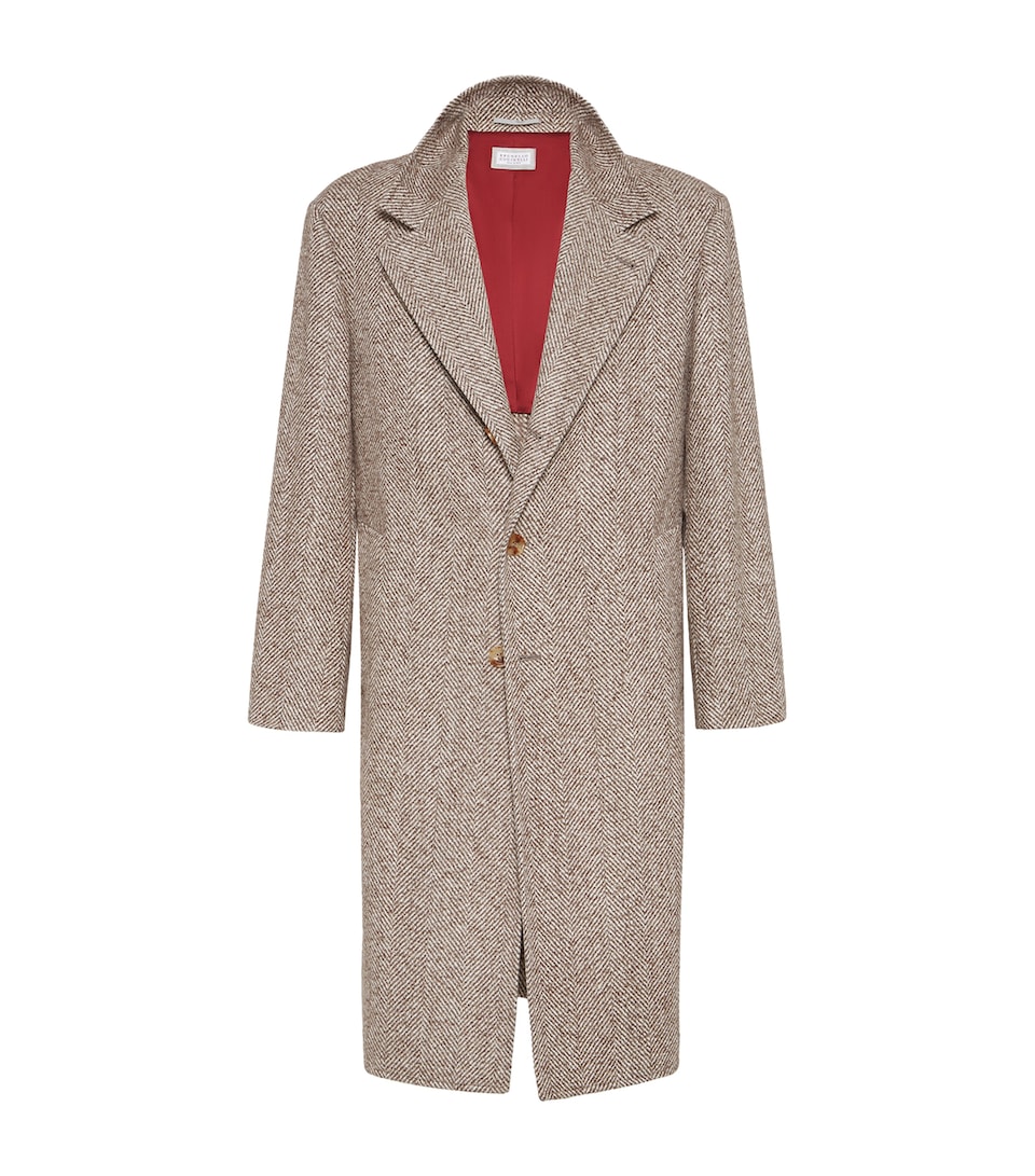 Wool-Alpaca-Blend Chevron Overcoat